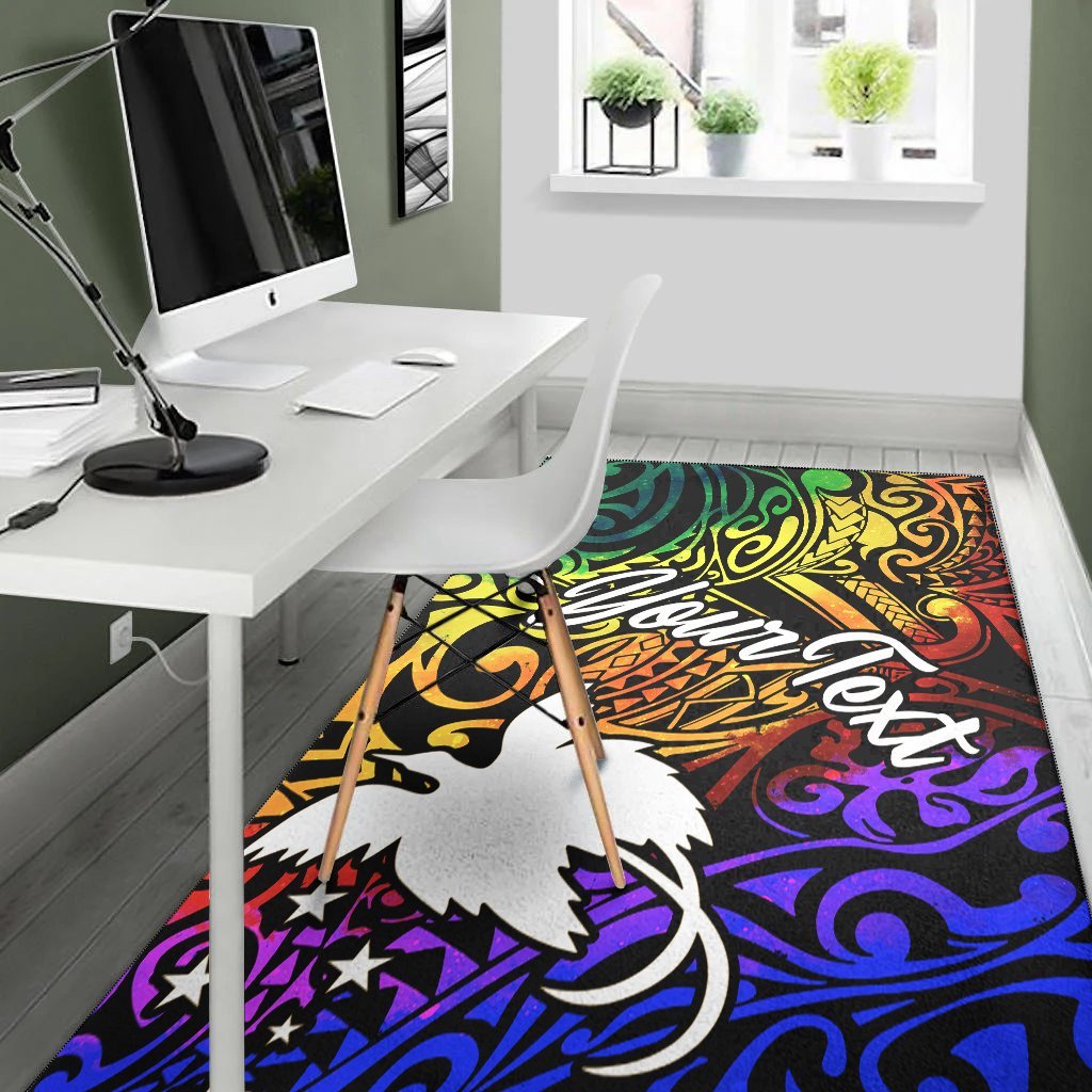 Papua New Guinea Custom Personalised Area Rug - Rainbow Polynesian Pattern - Vibe Hoodie Shop