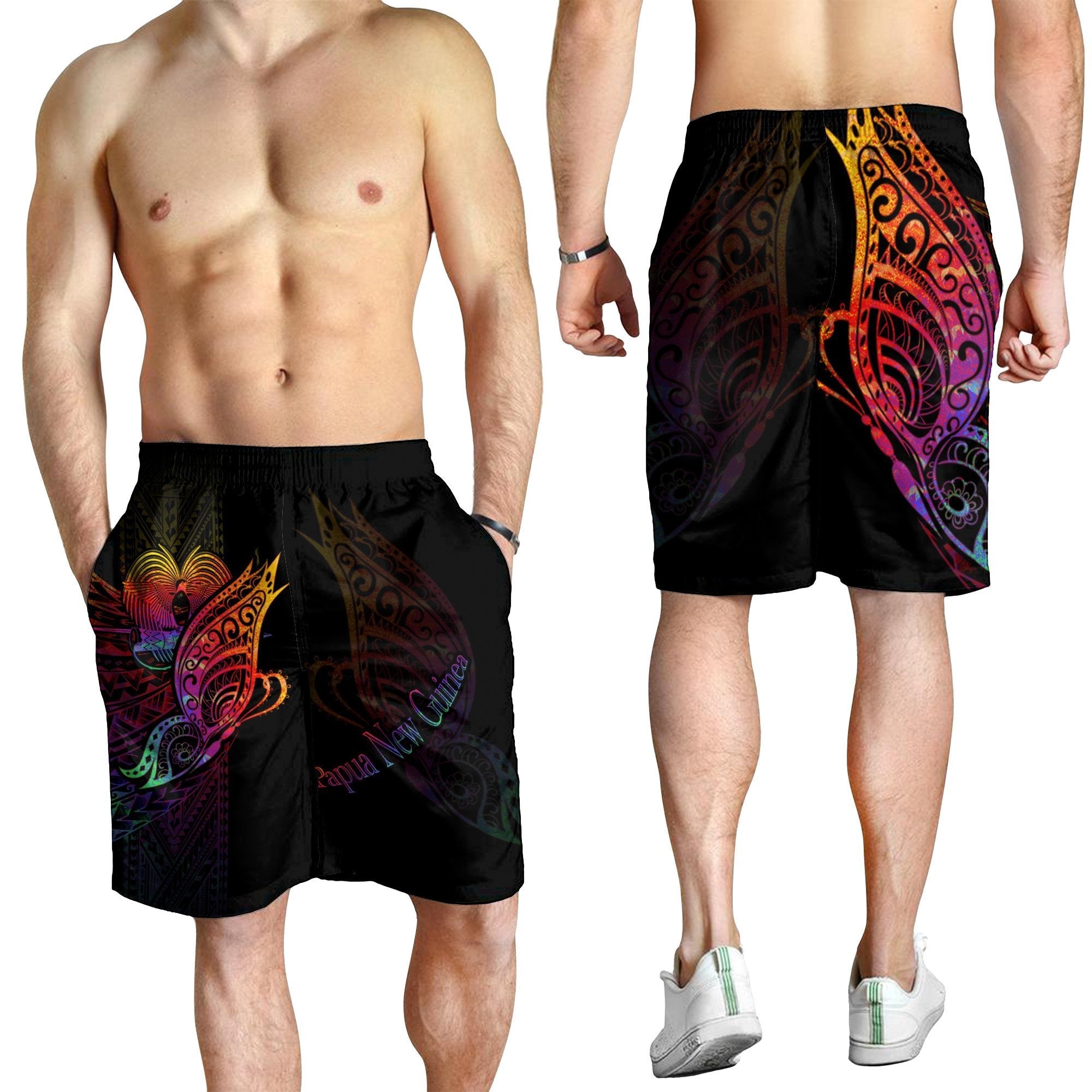 Papua New Guinea Men's Shorts - Butterfly Polynesian Style - Vibe Hoodie Shop