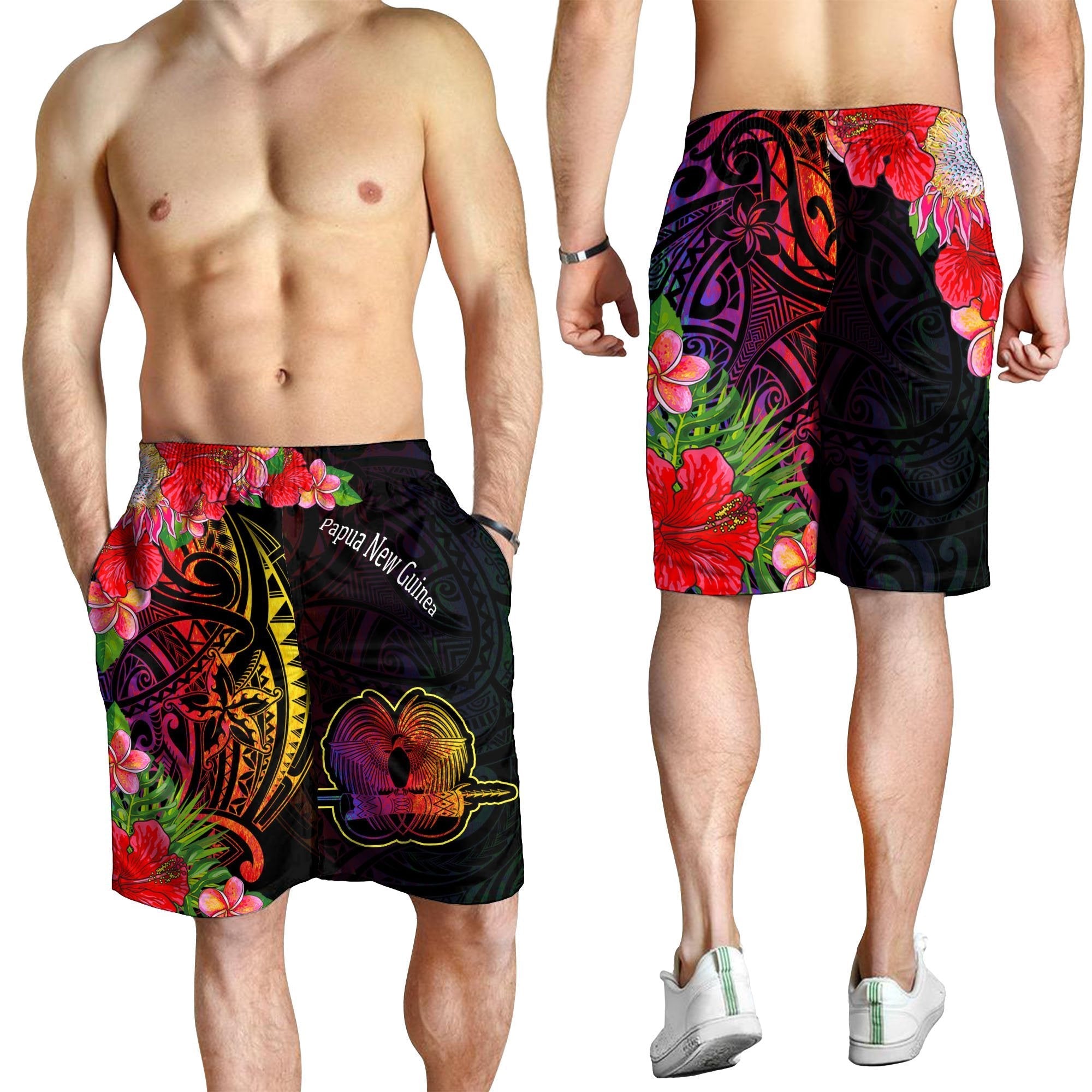 Papua New Guinea Men's Shorts - Tropical Hippie Style - Vibe Hoodie Shop