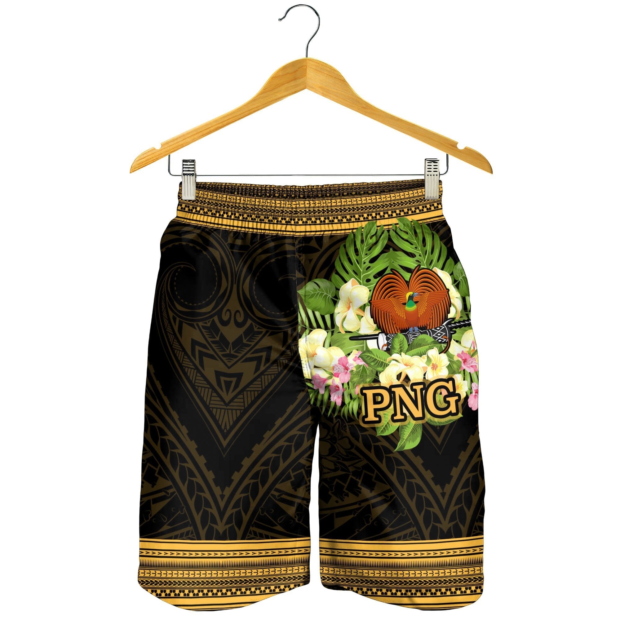 Papua New Guinea Men's Shorts - Polynesian Gold Patterns Collection - Vibe Hoodie Shop