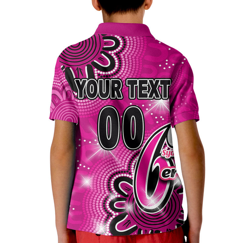 (Custom Personalised And Number) Sydney Sixers Cricket Polo Shirt Aboriginal Pink - Vibe Hoodie Shop