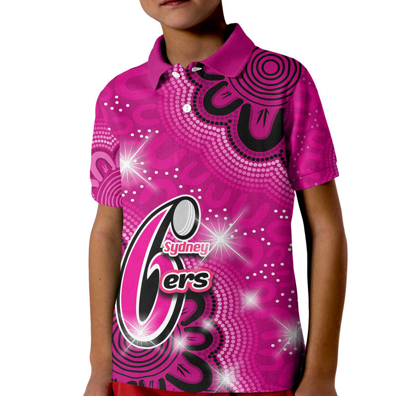 (Custom Personalised And Number) Sydney Sixers Cricket Polo Shirt Aboriginal Pink - Vibe Hoodie Shop