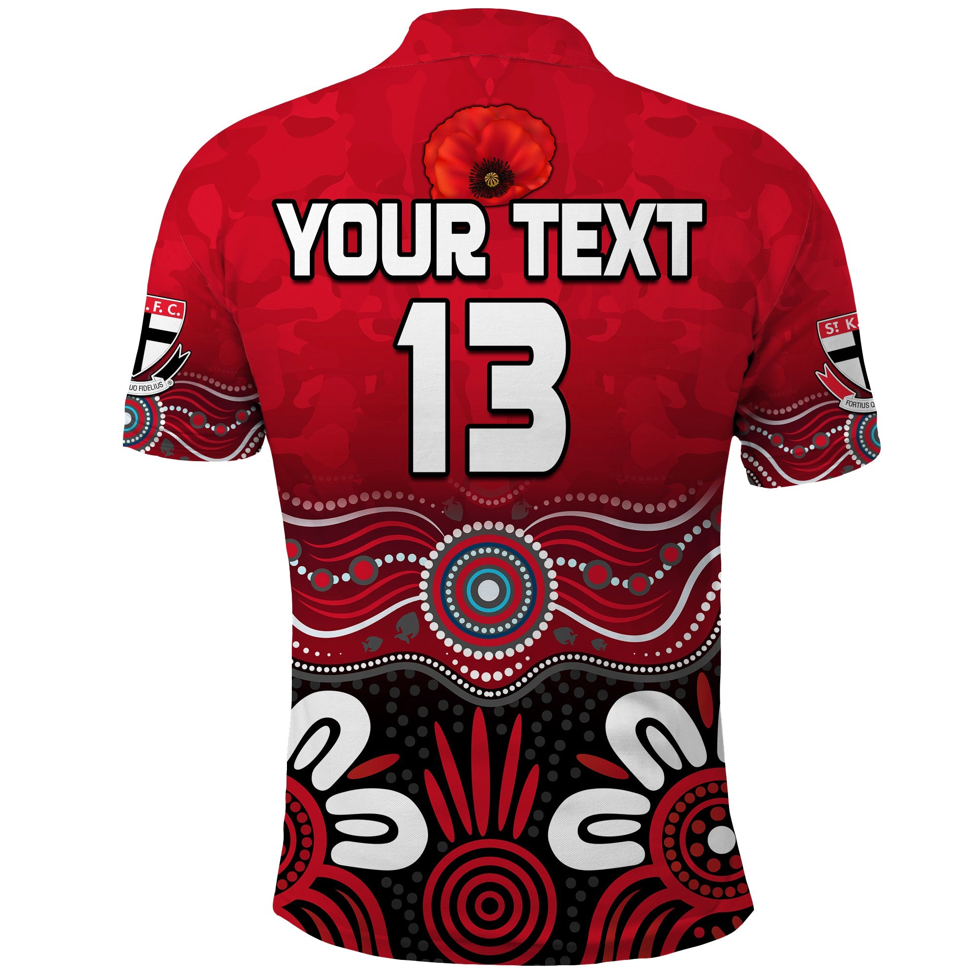 (Custom Text and Number) Saints ANZAC 2022 Polo Shirt St Kilda Aboriginal Remember Them - Vibe Hoodie Shop