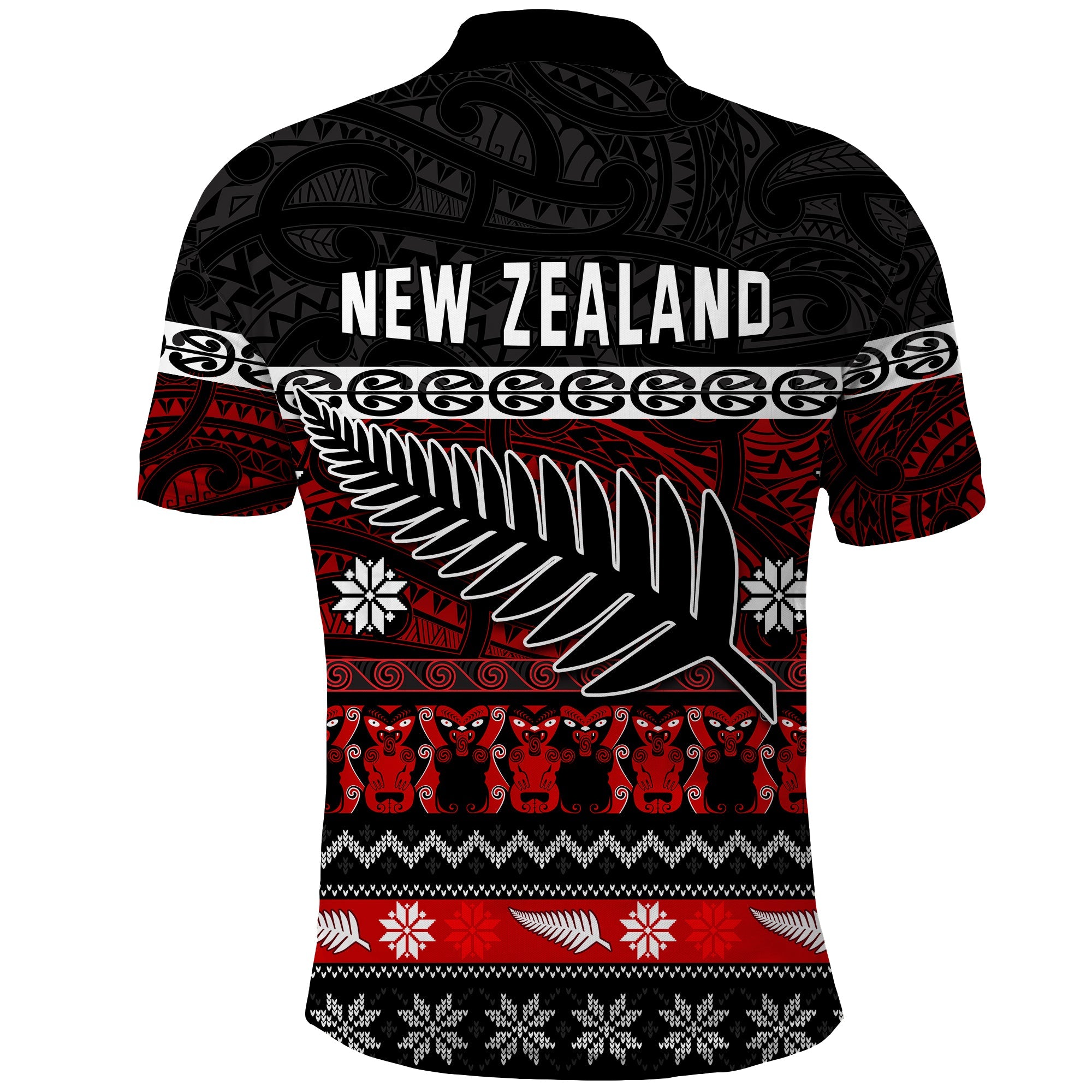 New Zealand Silver Fern Christmas Polo Shirt Maori Meri Kirihimete - Vibe Hoodie Shop