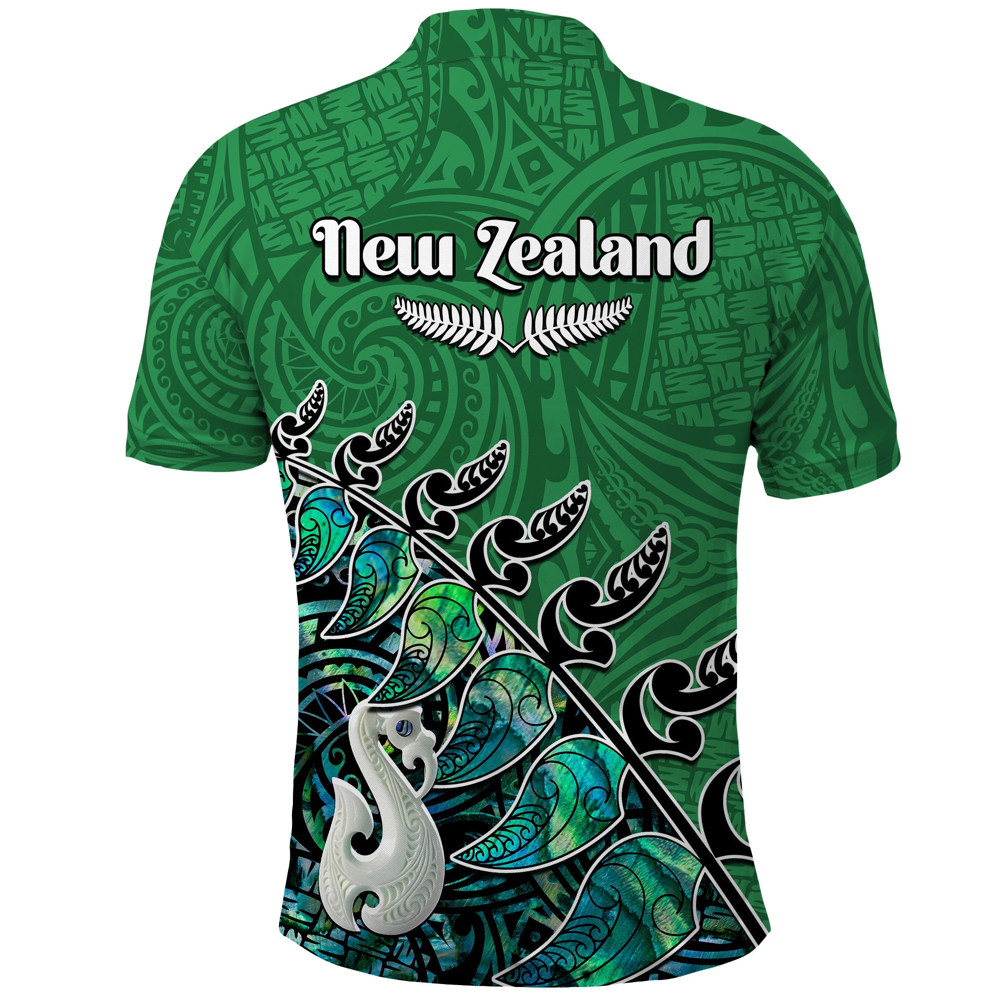 (Custom Personalised) New Zealand Maori Polo Shirt Fern and Manaia Version Green - Vibe Hoodie Shop