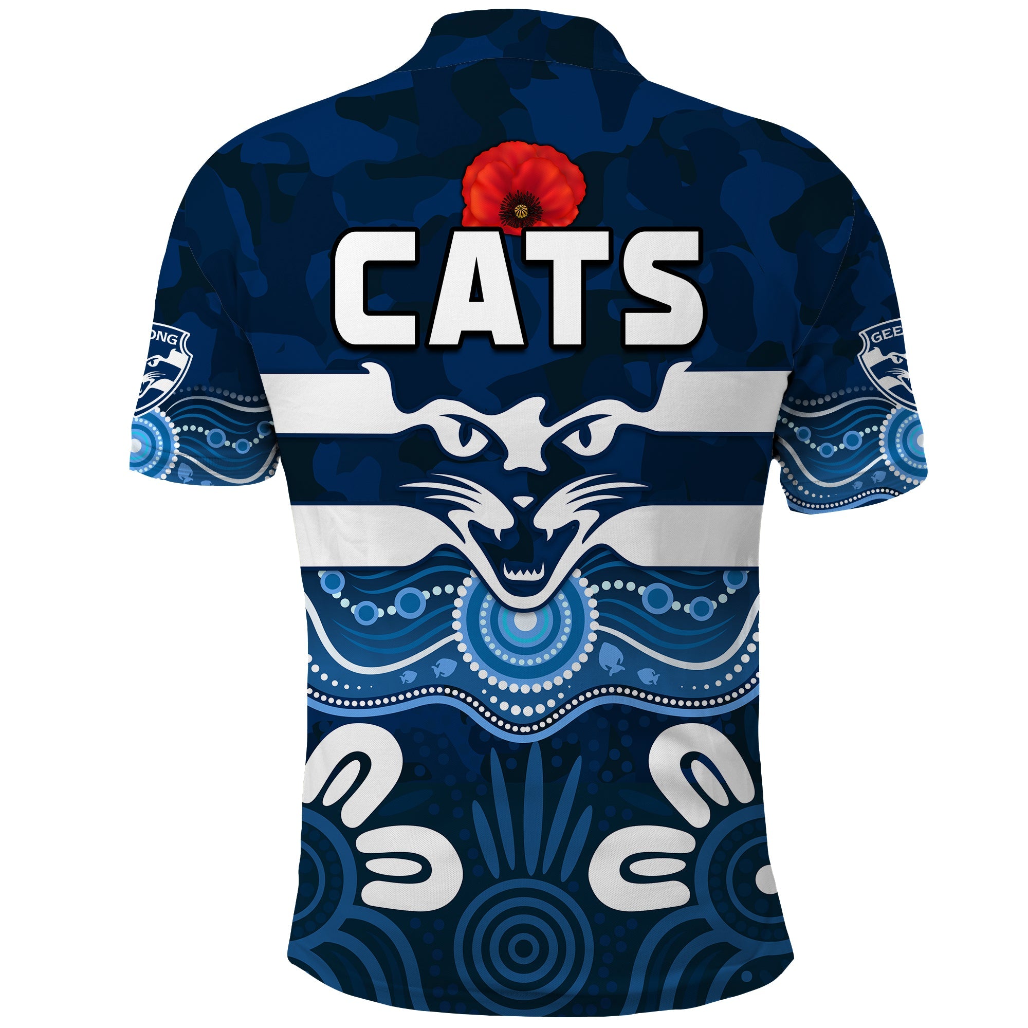 Cats ANZAC 2022 Polo Shirt Geelong Football Aboriginal Poppy - Vibe Hoodie Shop