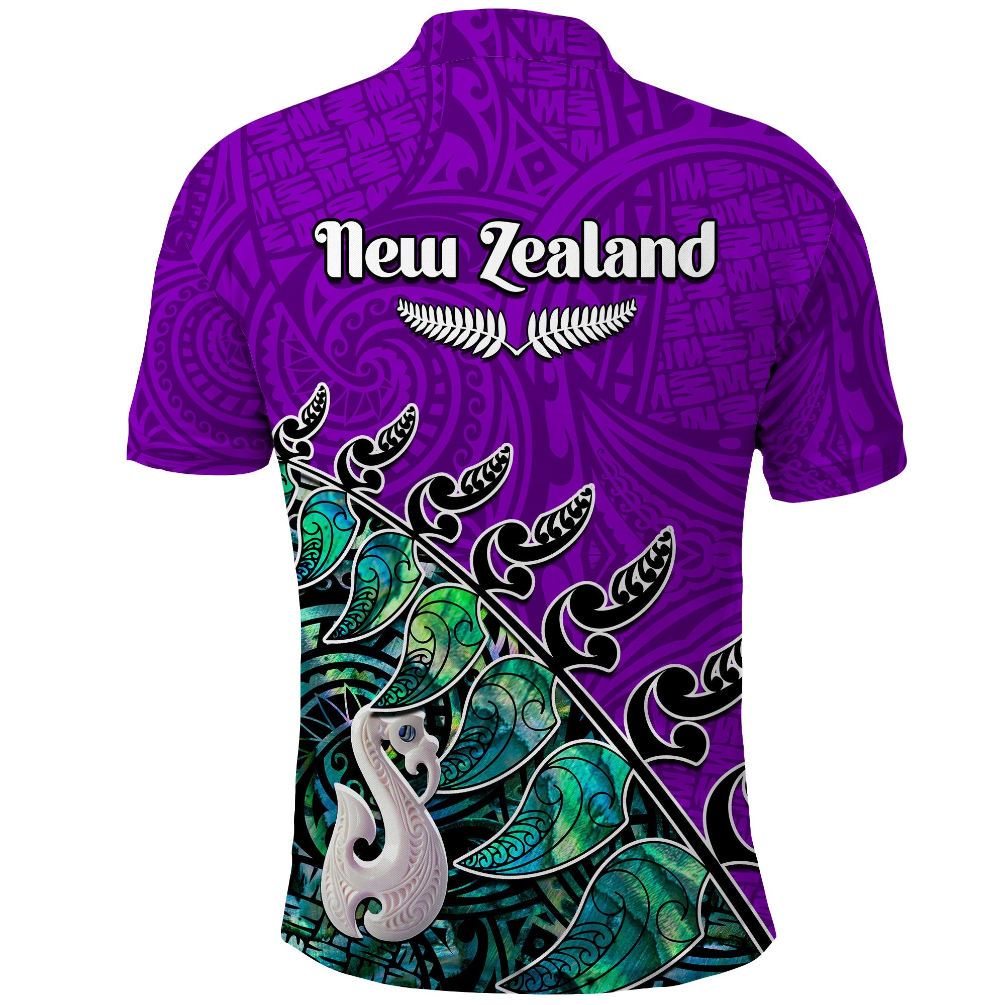 (Custom Personalised) New Zealand Maori Polo Shirt Fern and Manaia Version Purple - Vibe Hoodie Shop