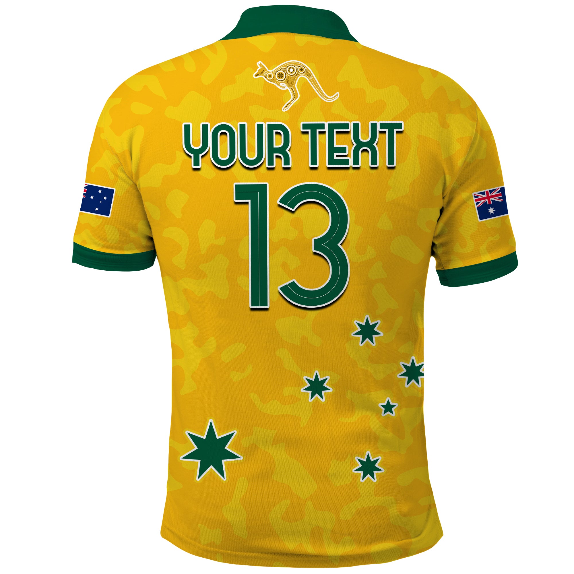 (Custom Text and Number) Australia Soccer Polo Shirt World Cup Football 2023 Socceroos with Kangaroos - Vibe Hoodie Shop