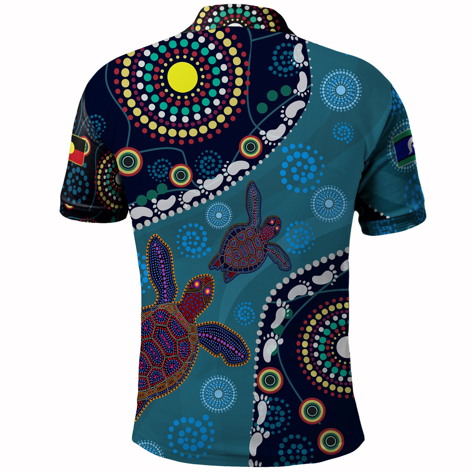 Indigenous Polo shirt - Dreamtime Turtle With Aboriginal and Torres Strait Islanders Flag RLT13 - Vibe Hoodie Shop