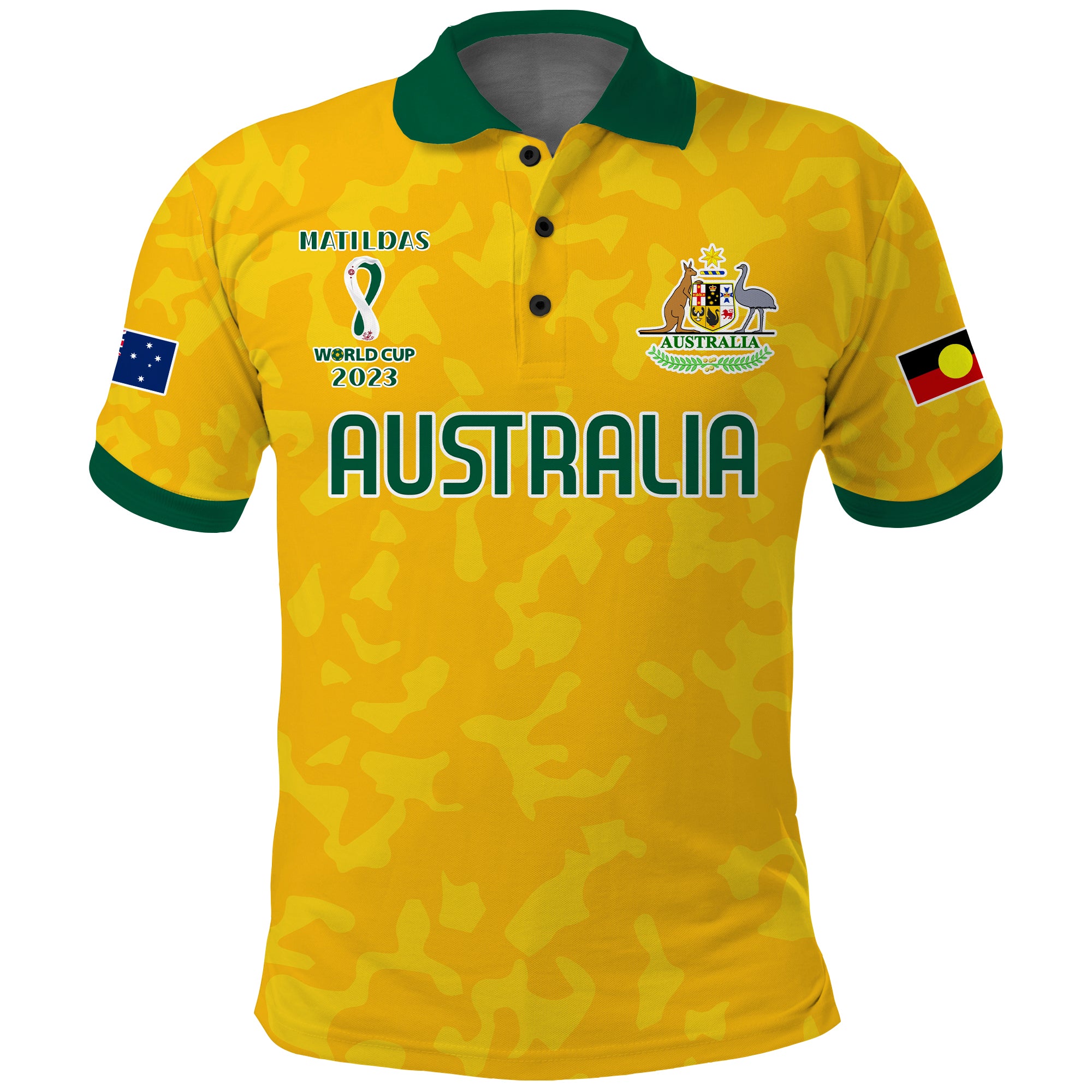 (Custom Text and Number) Australia Soccer Polo Shirt World Cup Football 2023 Socceroos with Kangaroos - MATILDAS - Vibe Hoodie Shop