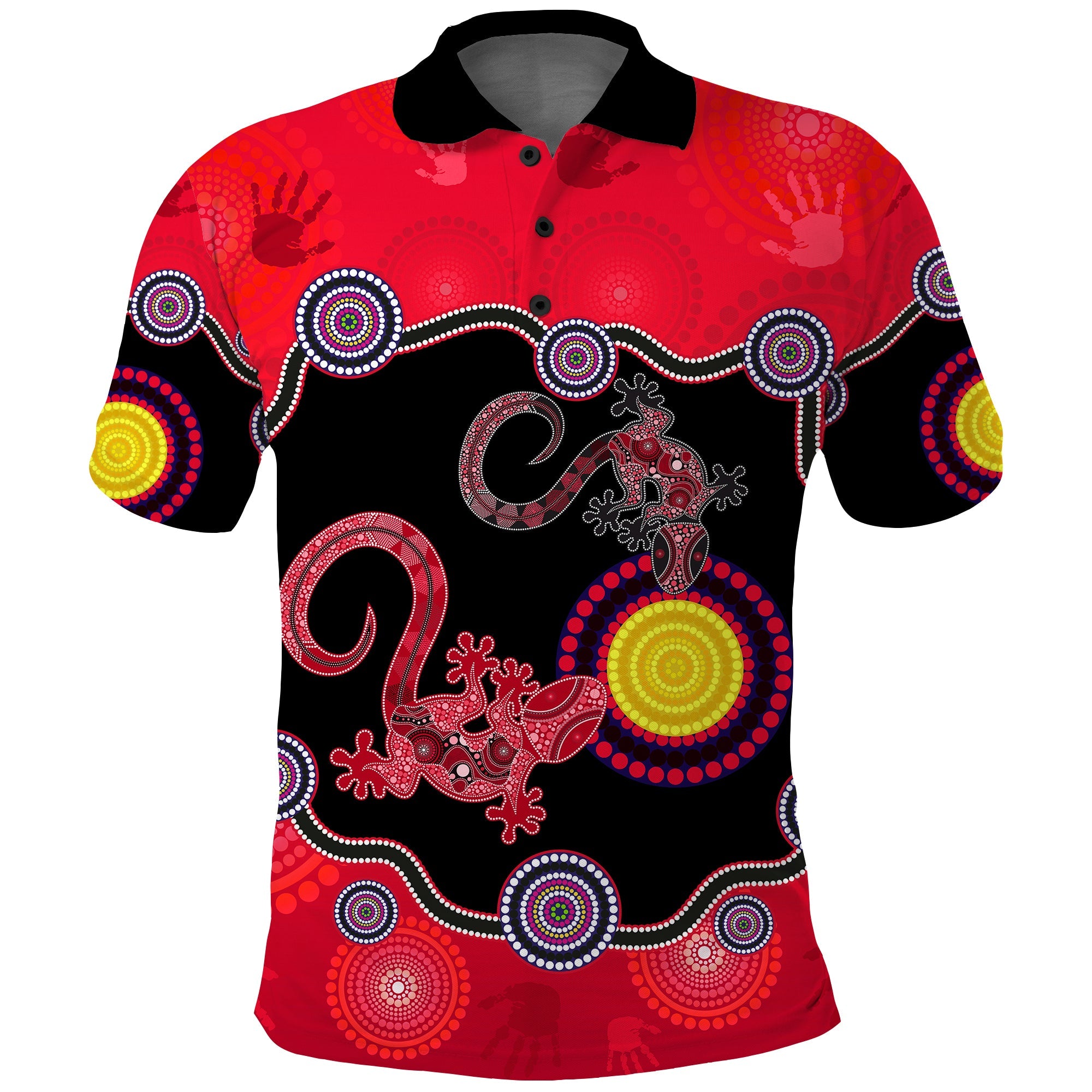 (Custom Personalised) Aboriginal Lizard Polo Shirt Attracted Australia Version Red - Vibe Hoodie Shop