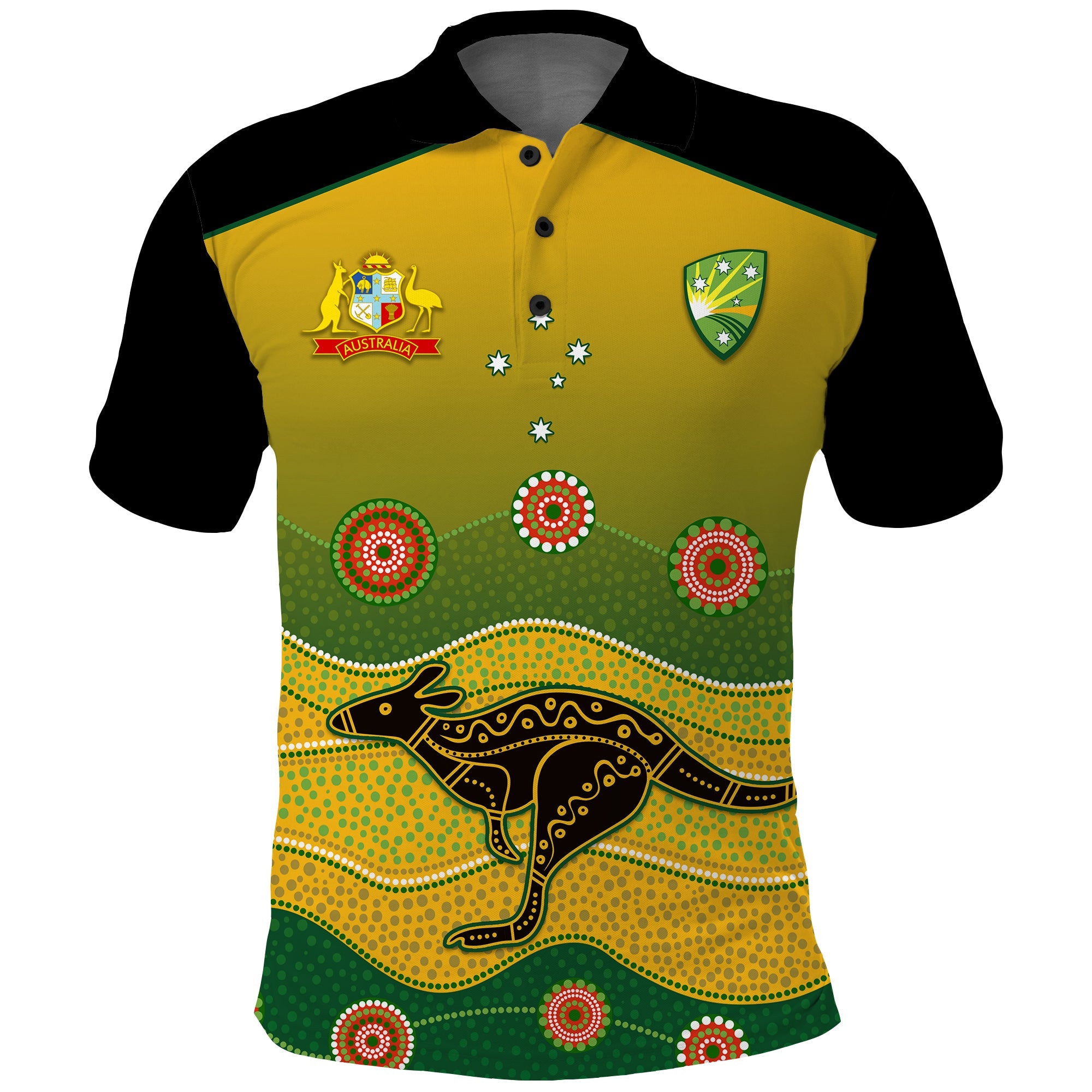 Cricket Australia Polo Shirt Indigenous Kangaroo - Vibe Hoodie Shop