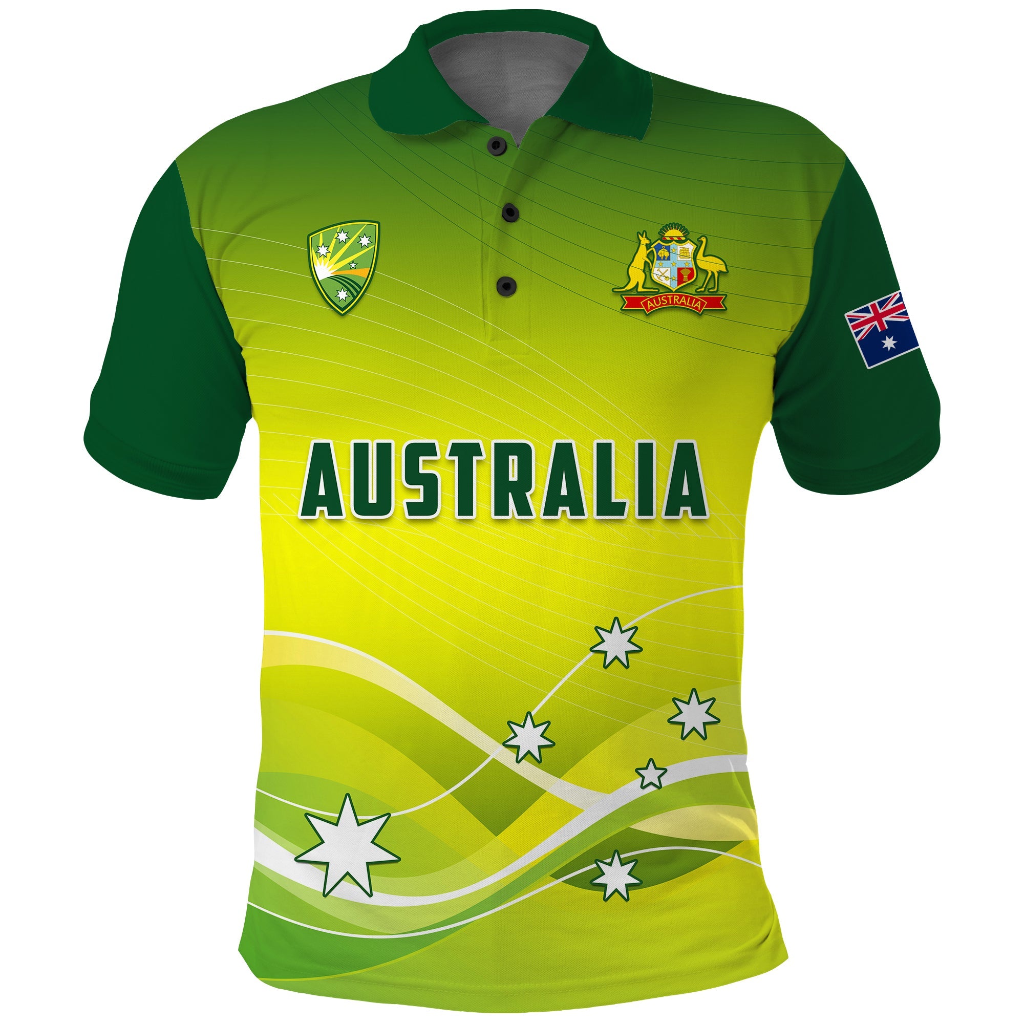 (Custom Personalised) Cricket Australia Polo Shirt Simple Style - Custom Text and Number - Vibe Hoodie Shop