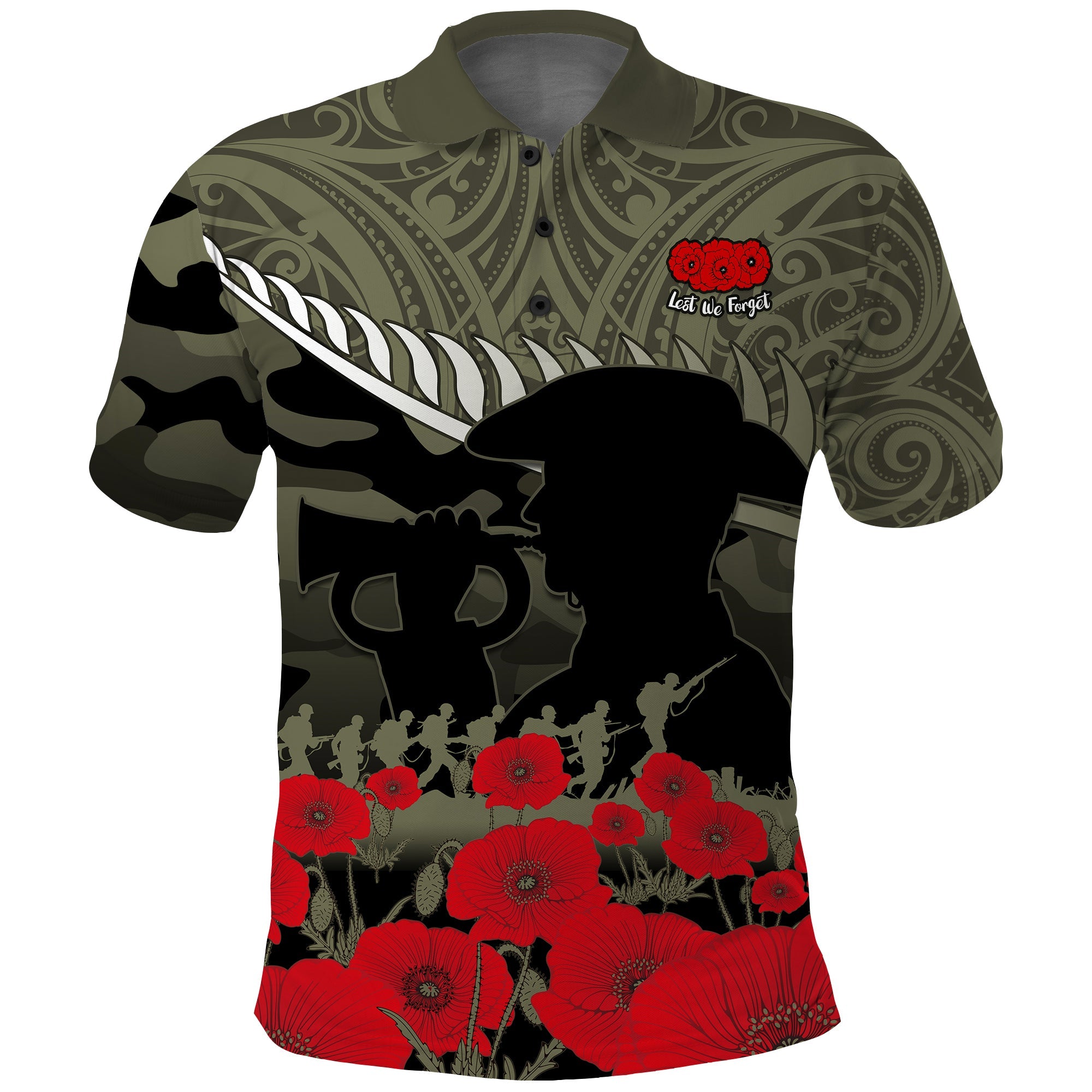 New Zealand ANZAC 2022 Polo Shirt Maori Camouflage - Vibe Hoodie Shop