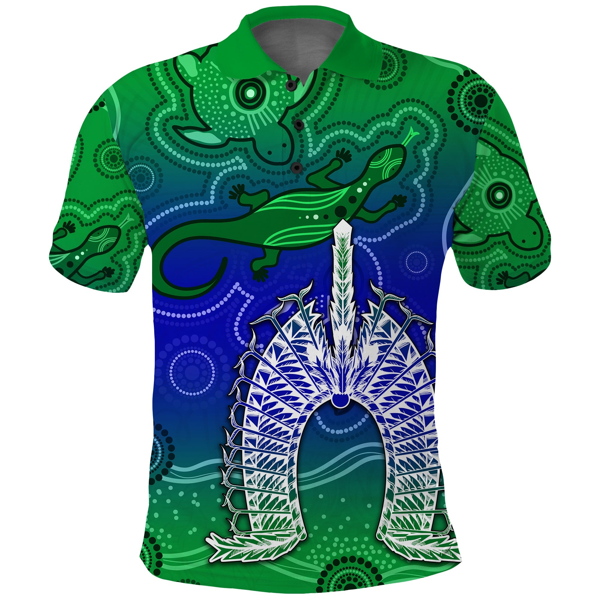 Torres Strait Islands Polo Shirt Aboriginal Art Lizard Symbol Peace - Vibe Hoodie Shop