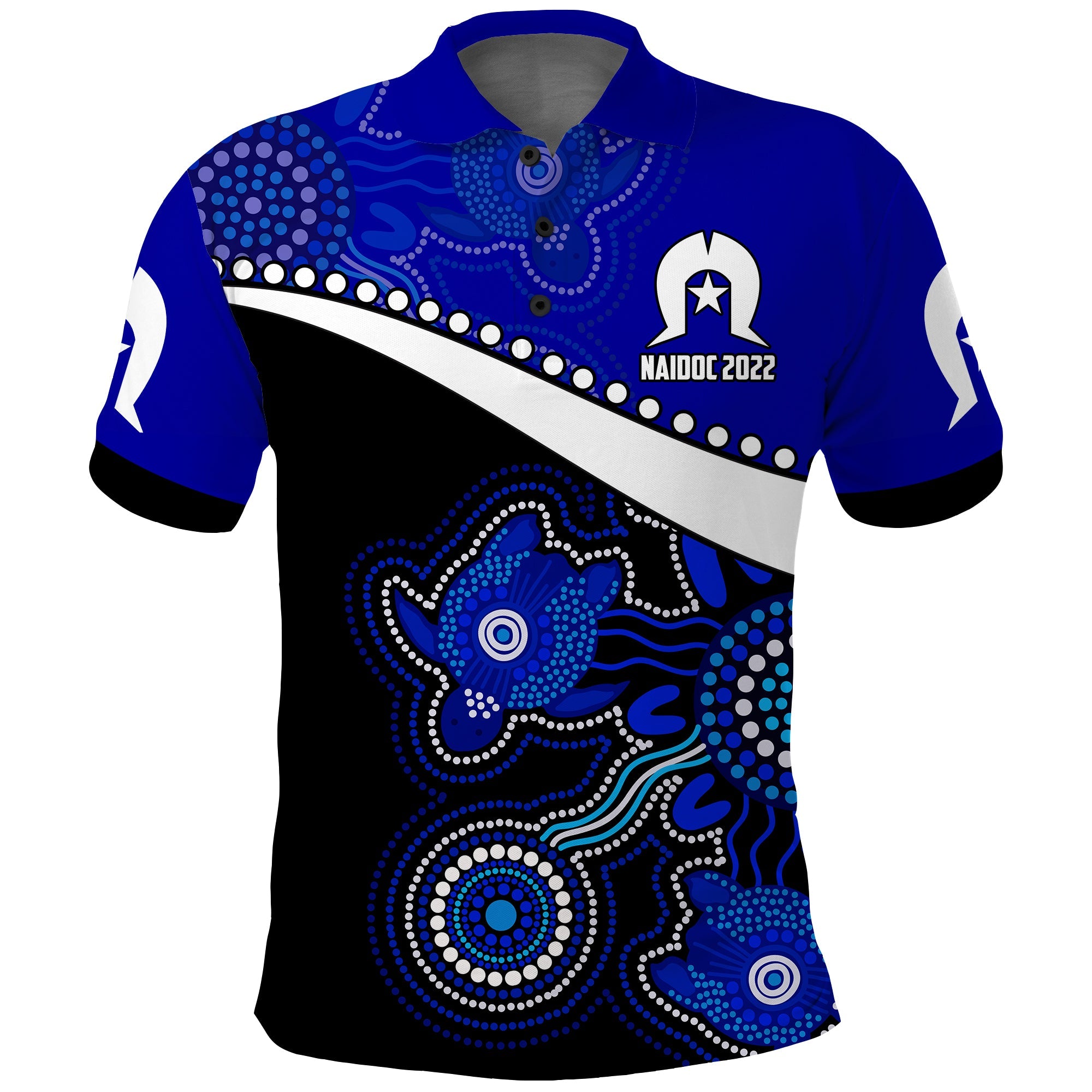 (Custom Personalised) NAIDOC Week 2022 Polo Shirt Torres Strait Islanders Version Blue Aboriginal Turtles - Vibe Hoodie Shop