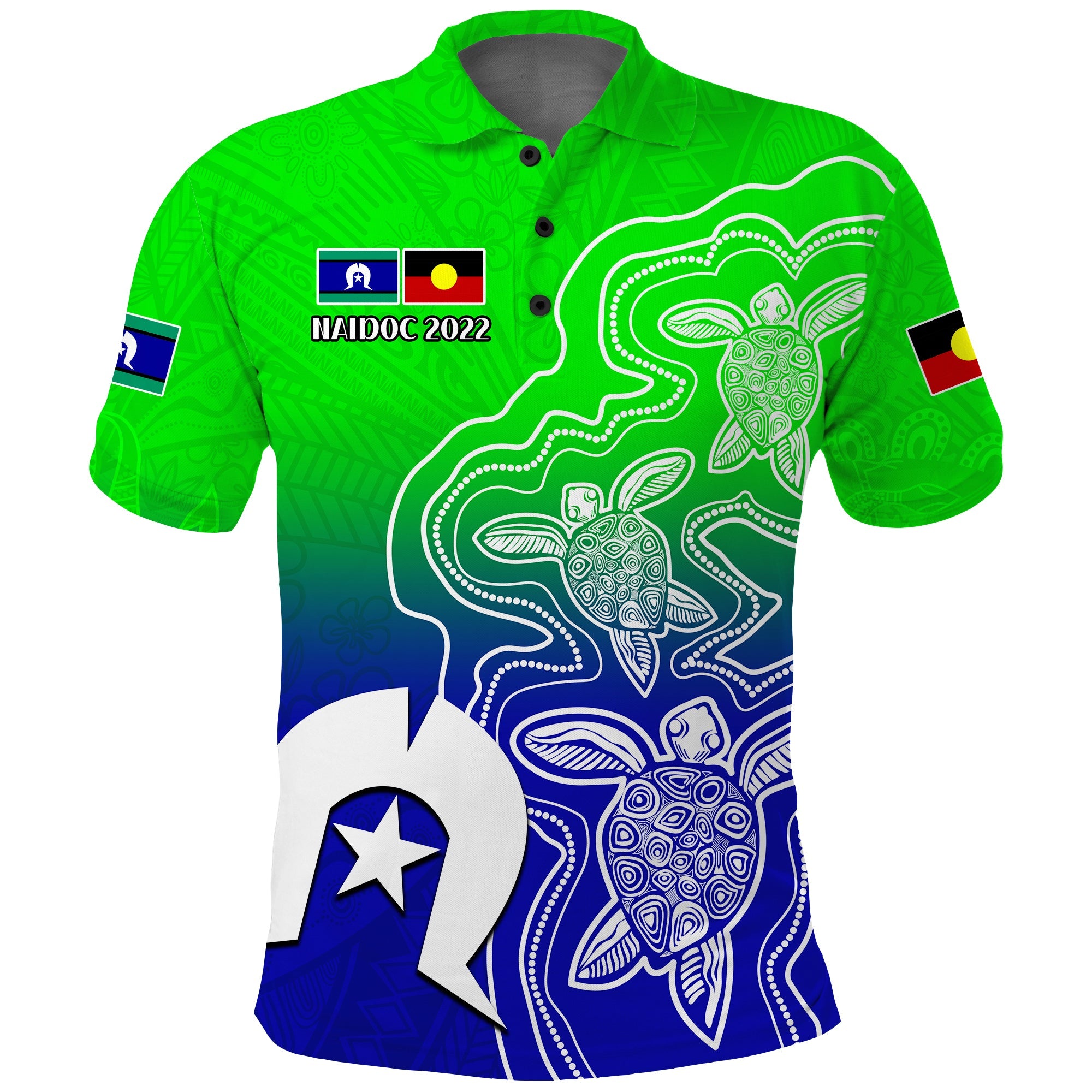 NAIDOC Week 2022 Polo Shirt Torres Strait Islanders with Aboriginal Turtles - Vibe Hoodie Shop