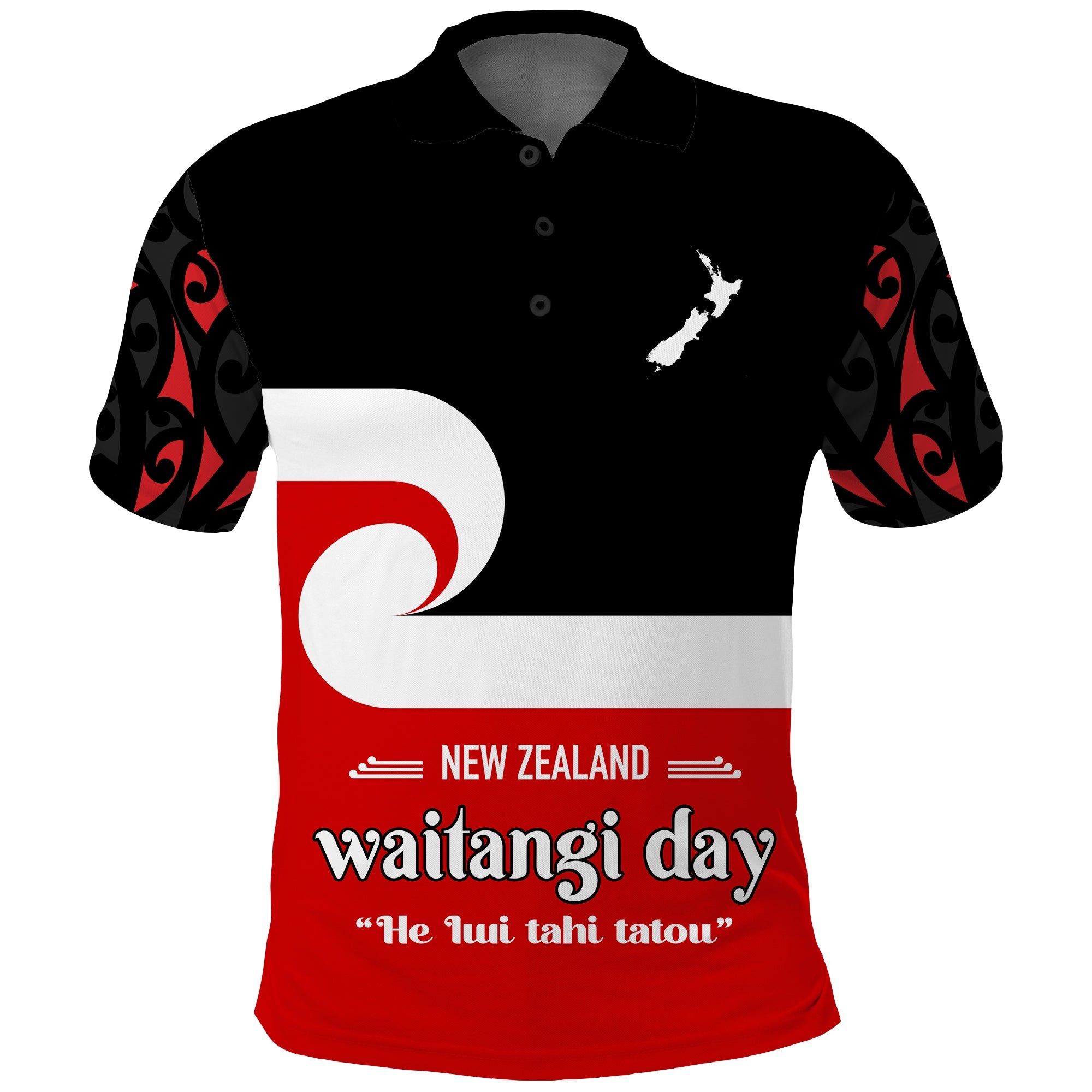 Waitangi Day Polo Shirt Maori Fern and Tino Rangatiratanga Flag - Vibe Hoodie Shop