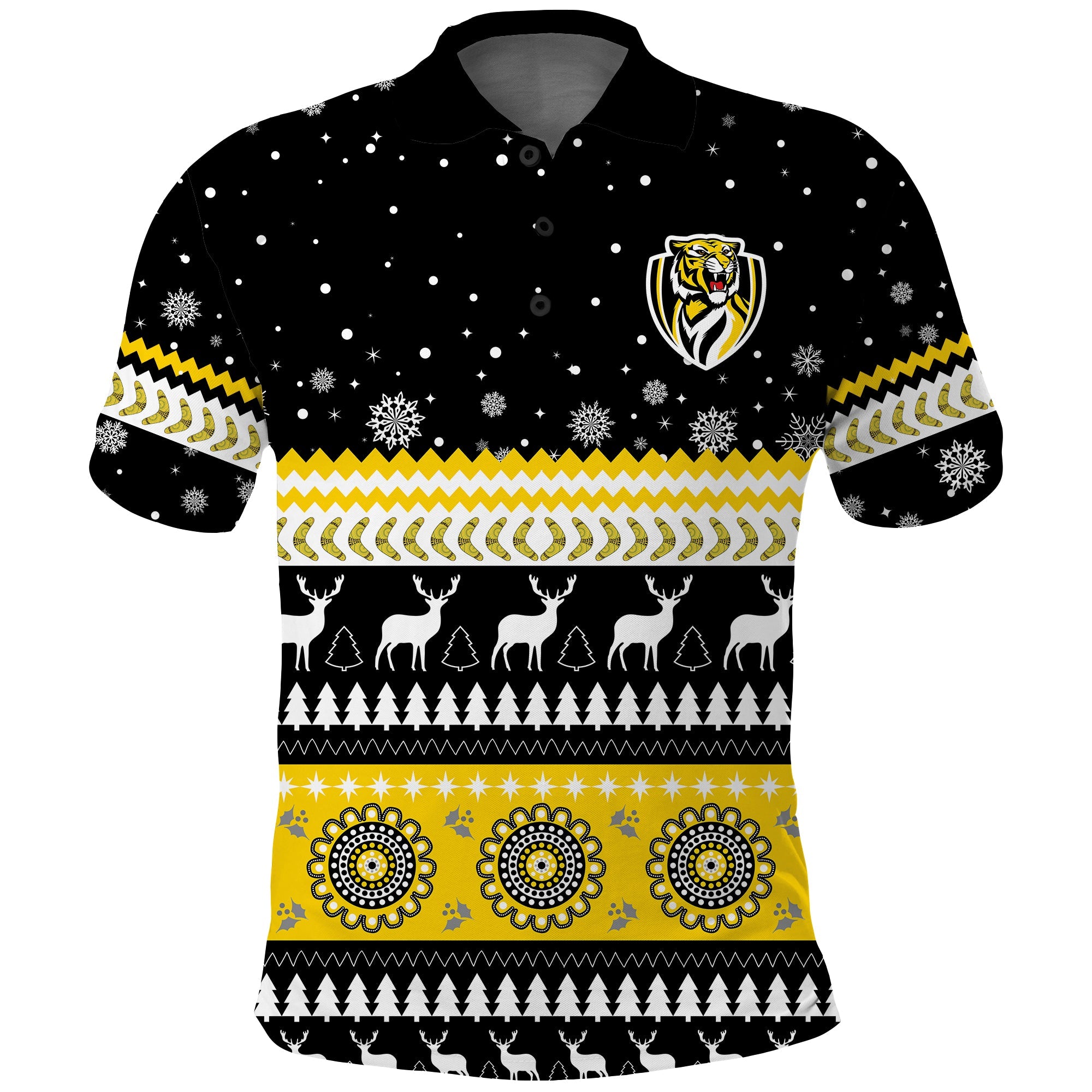 Tigers Christmas Polo Shirt Indigenous Richmond Football - Vibe Hoodie Shop