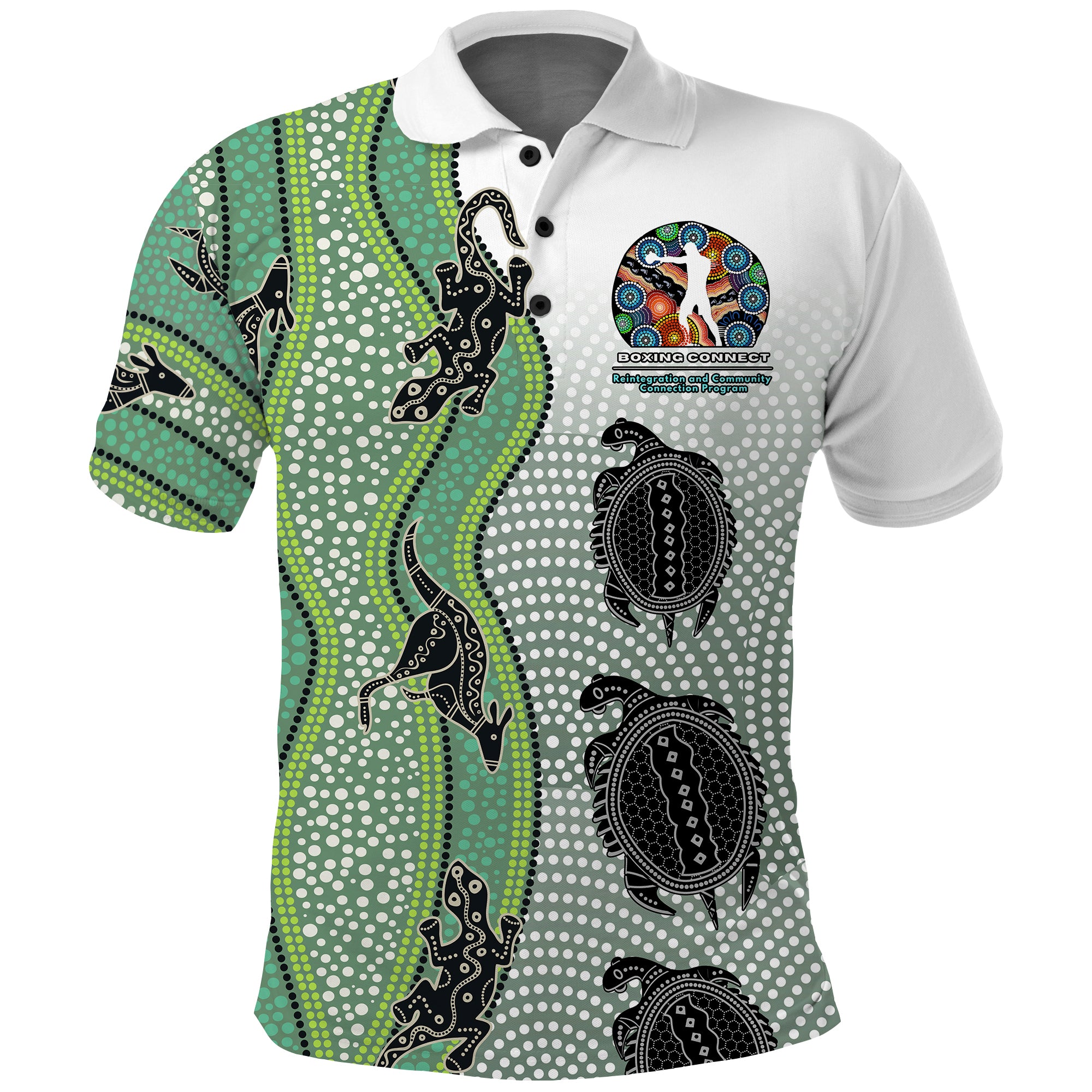 Boxing Connect Polo Shirt Aboriginal With Australian Animals - Vibe Hoodie Shop