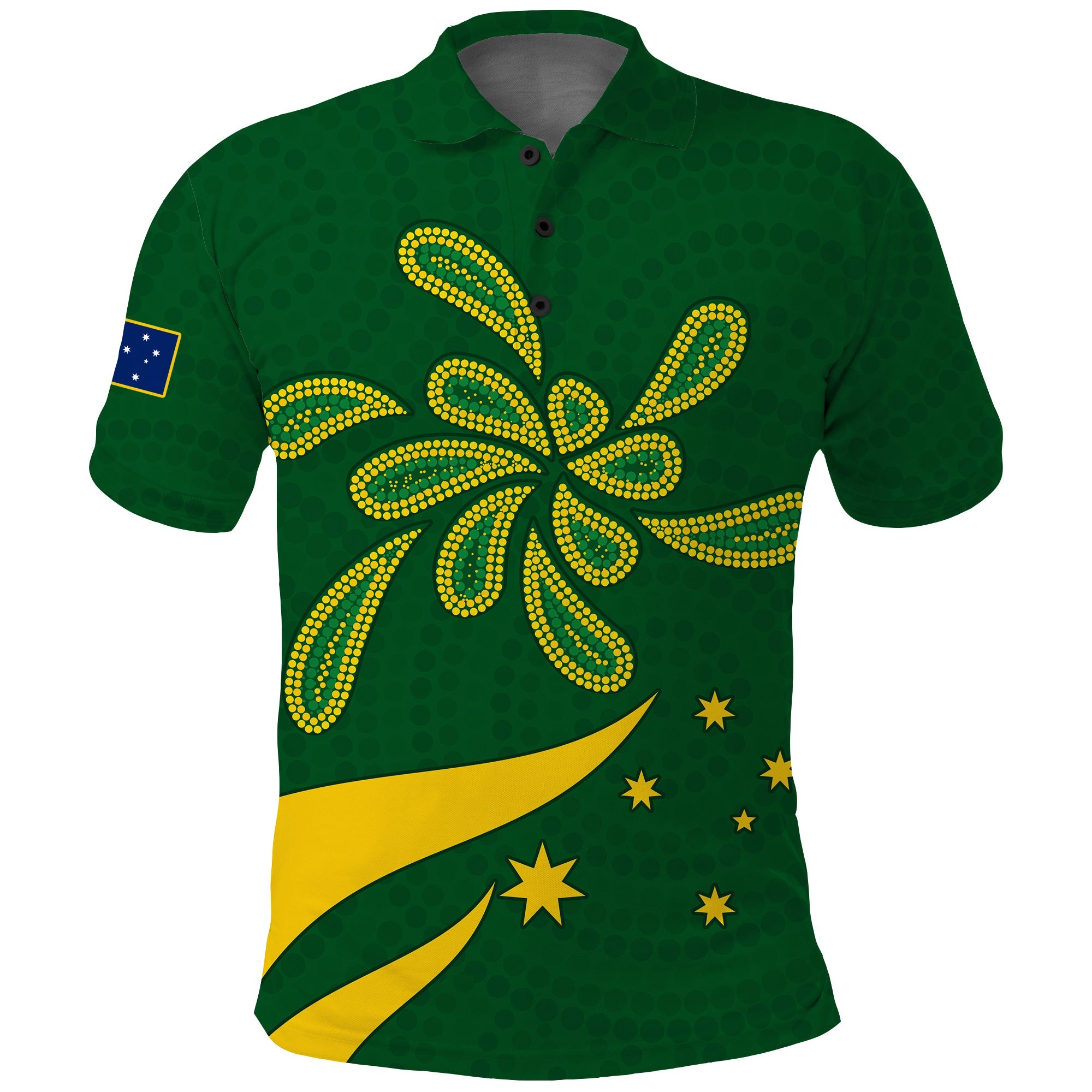 Green and Gold Polo Shirt Australia National Colours - Vibe Hoodie Shop