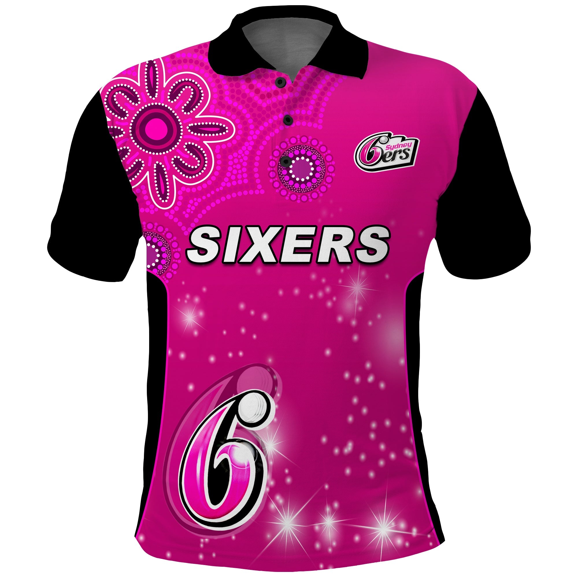 (Custom Text and Number) Sydney Sixers Polo Shirt Cricket Australia Aboriginal - Vibe Hoodie Shop