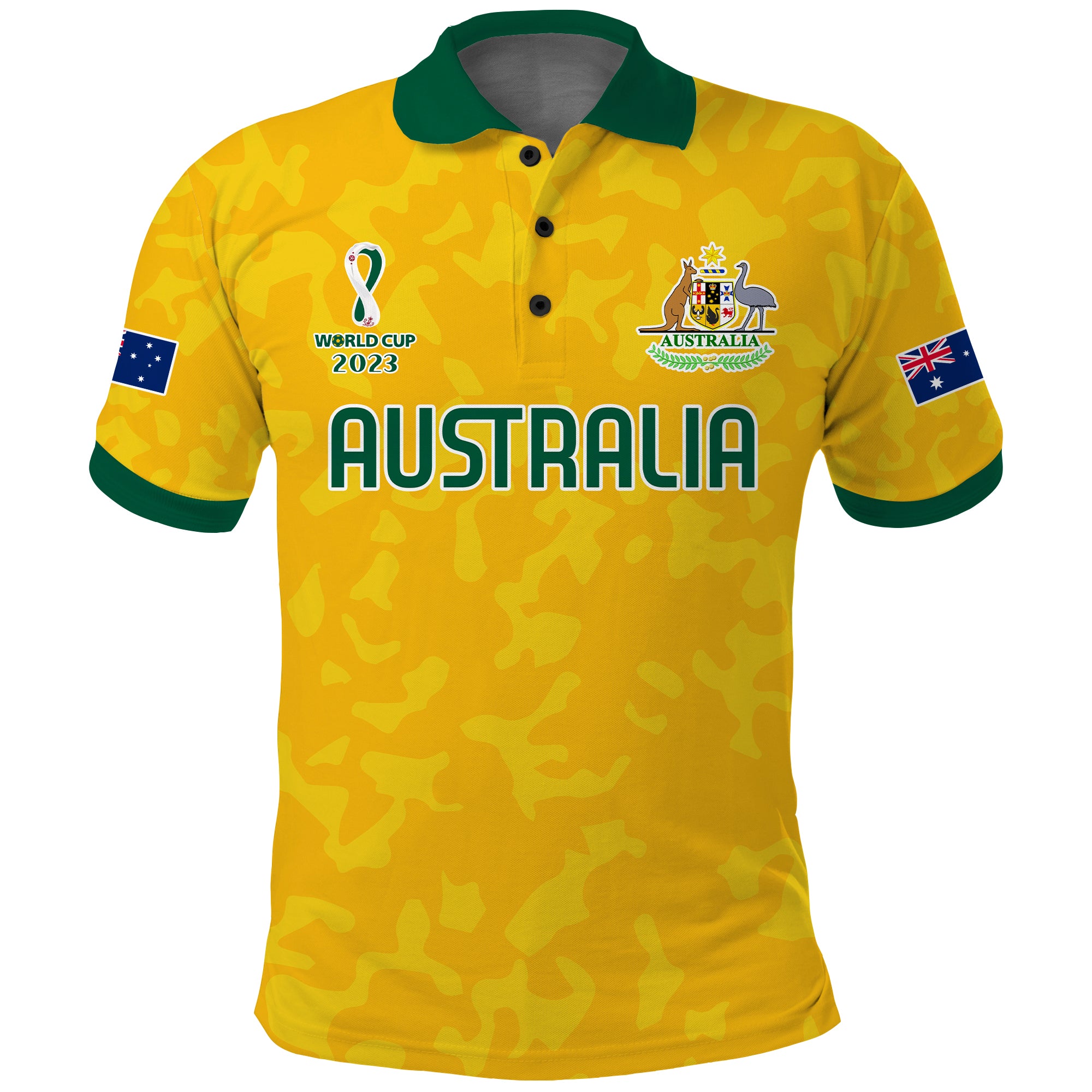 (Custom Text and Number) Australia Soccer Polo Shirt World Cup Football 2023 Socceroos with Kangaroos - Vibe Hoodie Shop