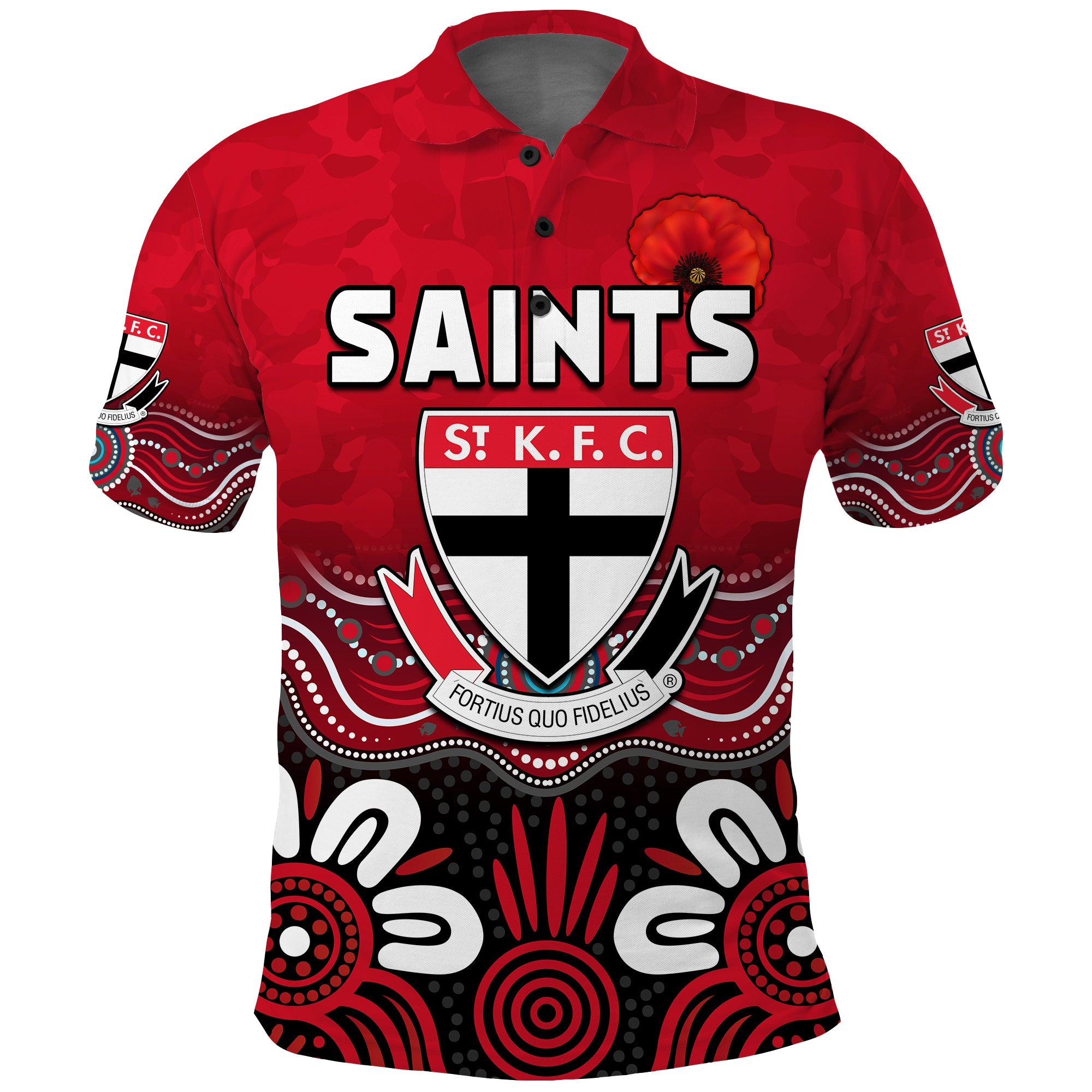 (Custom Text and Number) Saints ANZAC 2022 Polo Shirt St Kilda Aboriginal Remember Them - Vibe Hoodie Shop