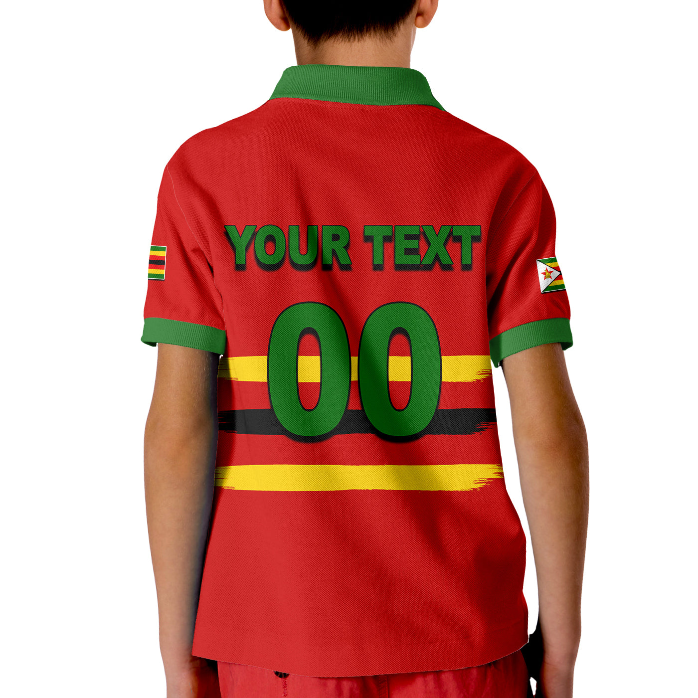 (Custom Personalised And Number) Zimbabwe Cricket Jersey Polo Shirt KID - Vibe Hoodie Shop