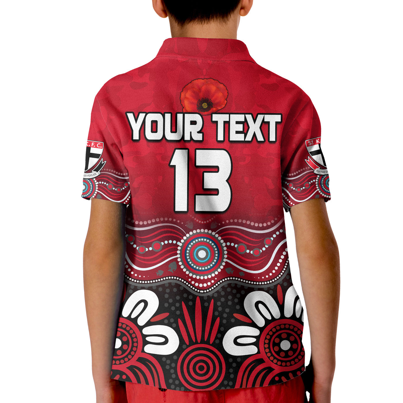 (Custom Text and Number) Saints ANZAC 2022 Polo Shirt St Kilda Aboriginal Remember Them - Vibe Hoodie Shop