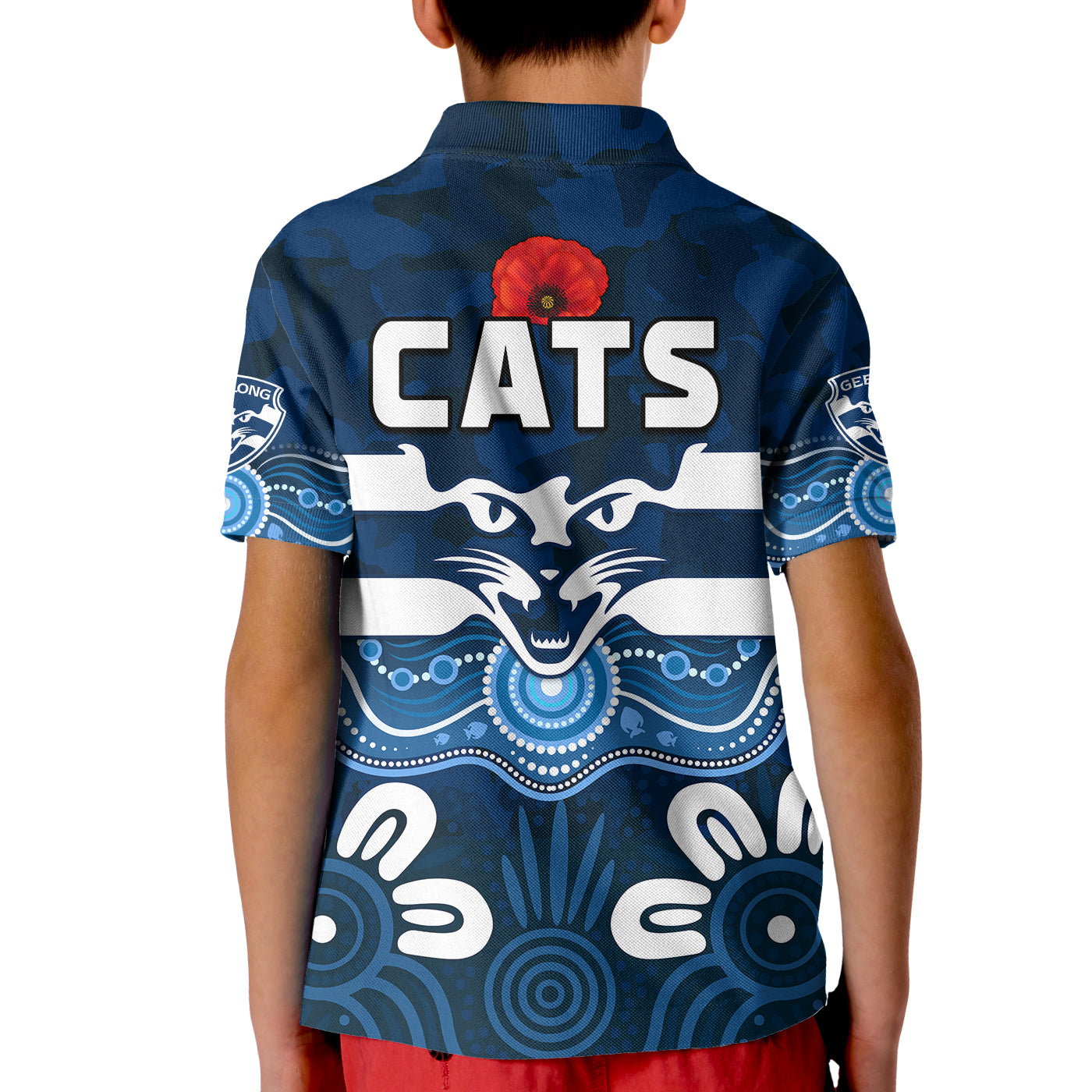 Cats ANZAC 2022 Polo Shirt Geelong Football Aboriginal Poppy - Vibe Hoodie Shop