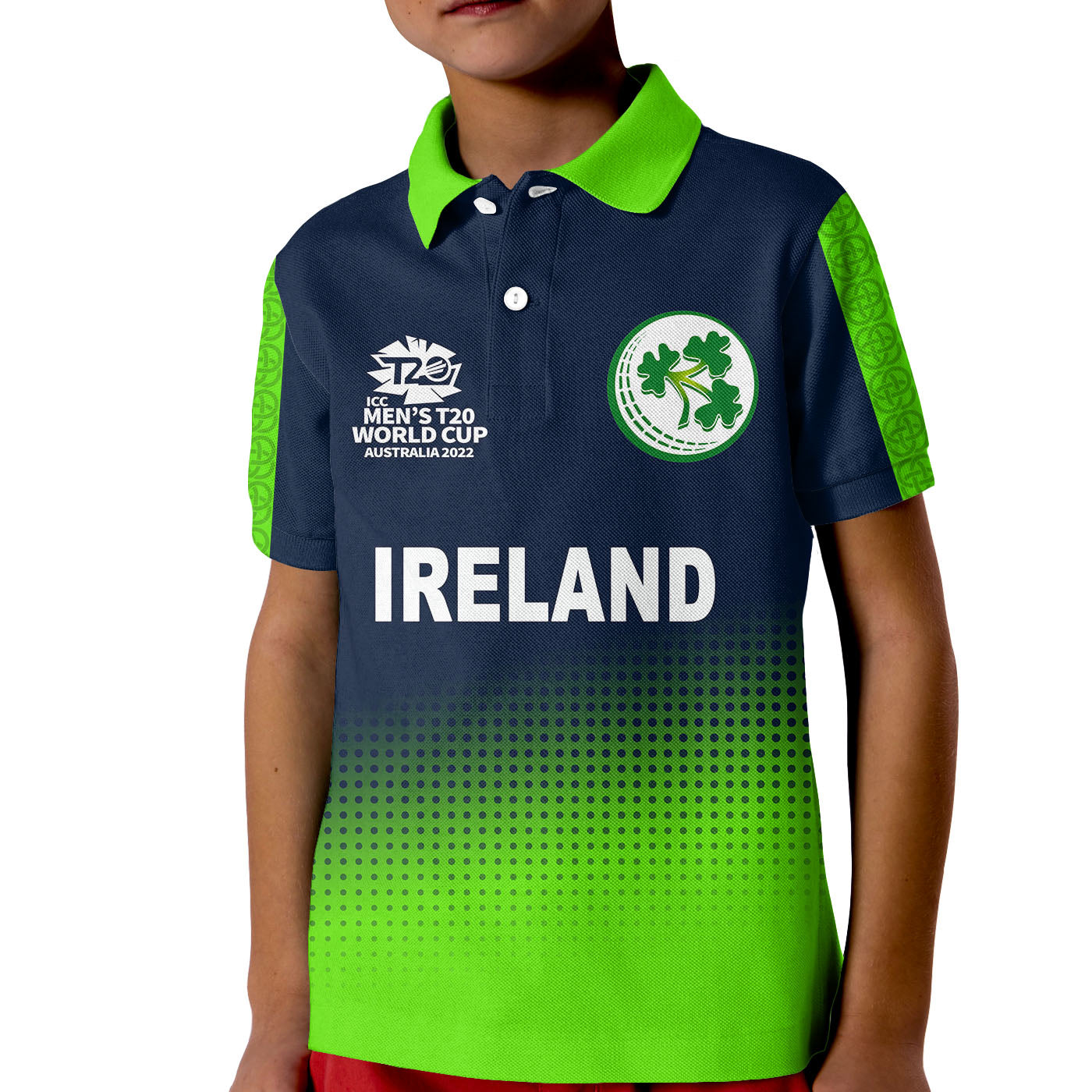 (Custom Personalised And Number) Ireland Cricket Men's T20 World Cup Polo Shirt KID No.2 - Vibe Hoodie Shop