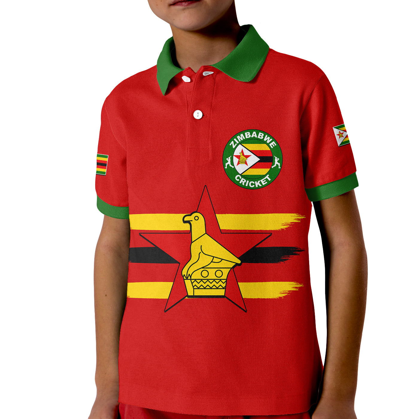 (Custom Personalised And Number) Zimbabwe Cricket Jersey Polo Shirt KID - Vibe Hoodie Shop