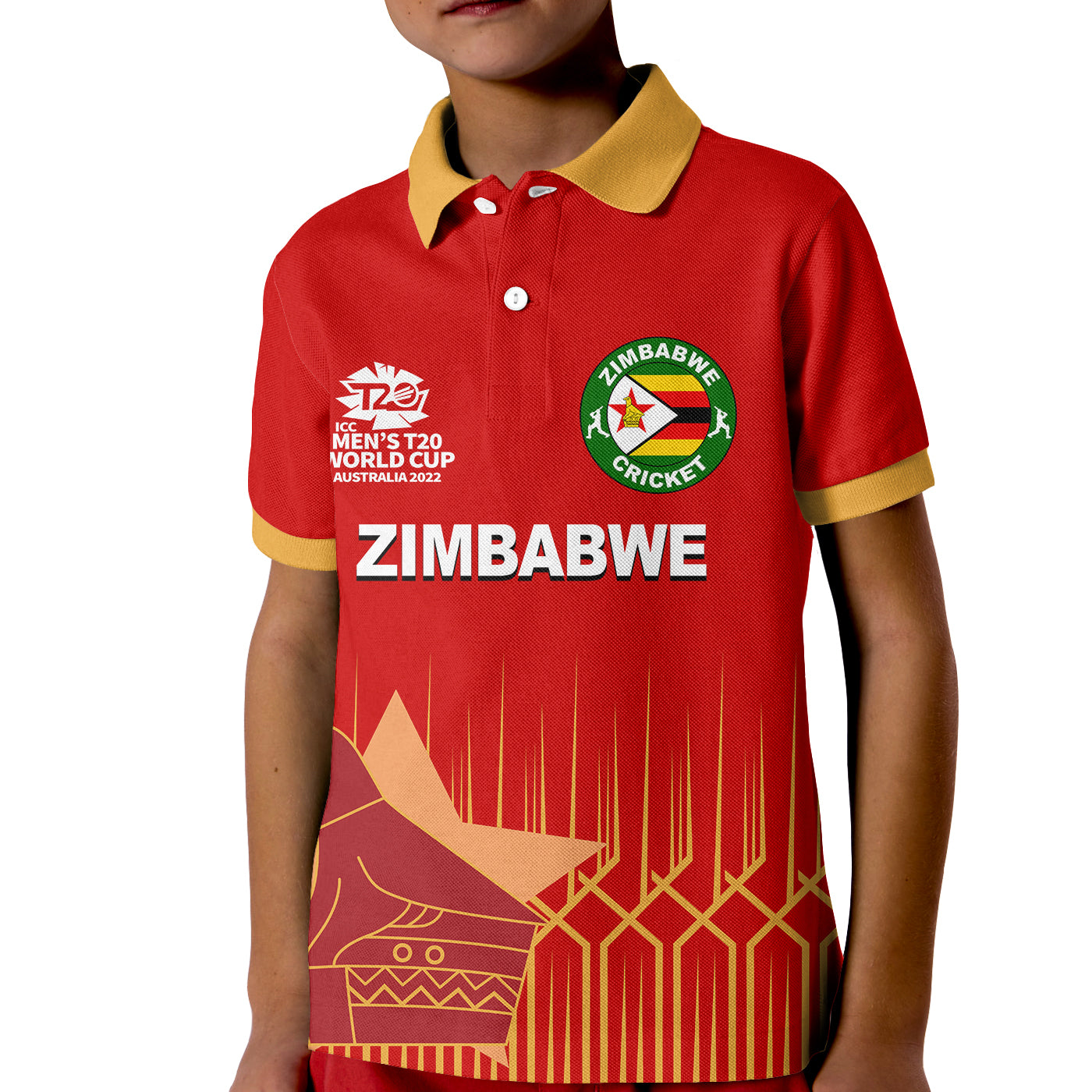 (Custom Personalised And Number) Zimbabwe Cricket Men's T20 World Cup Polo Shirt KID - Vibe Hoodie Shop