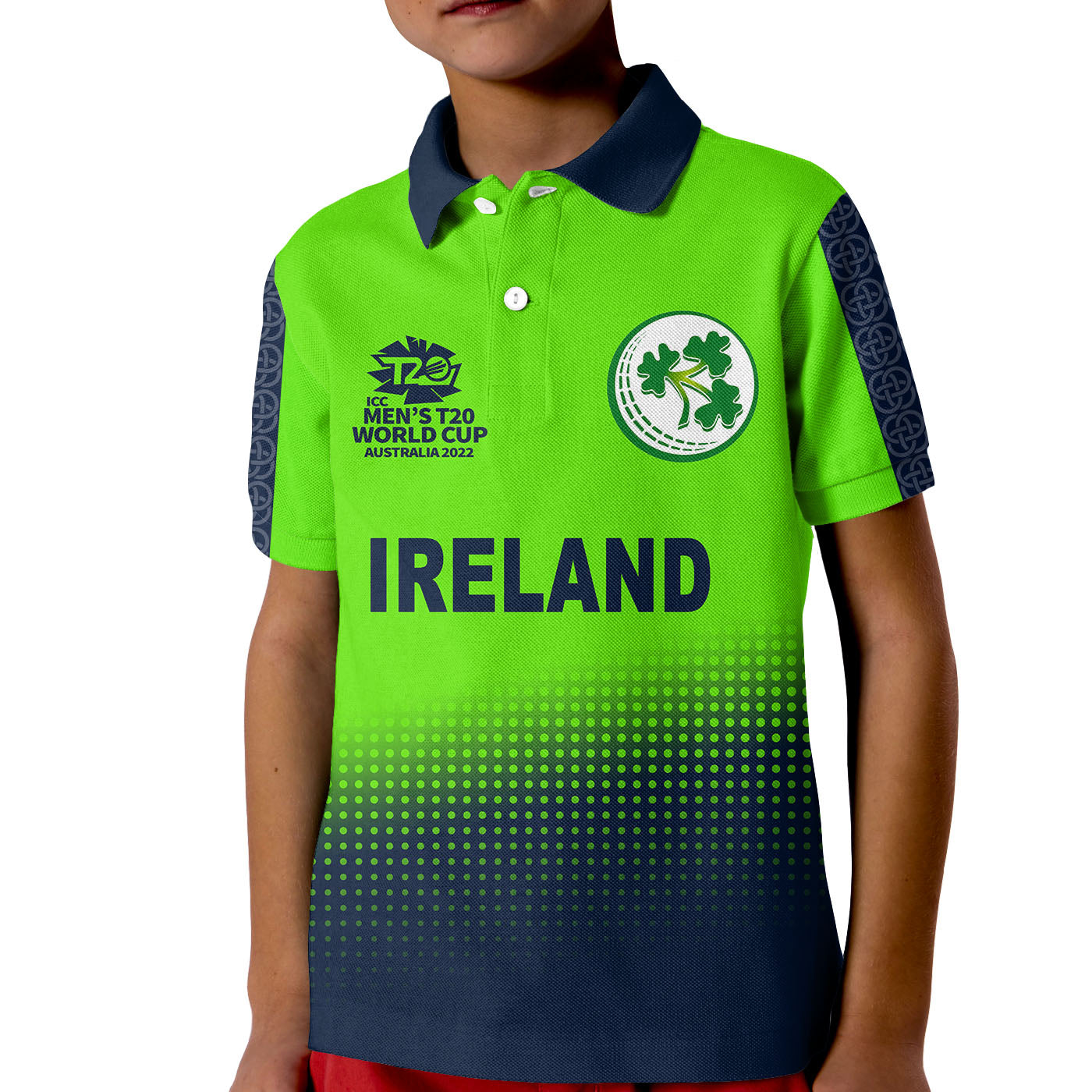 (Custom Personalised And Number) Ireland Cricket Men's T20 World Cup Polo Shirt KID No.1 - Vibe Hoodie Shop