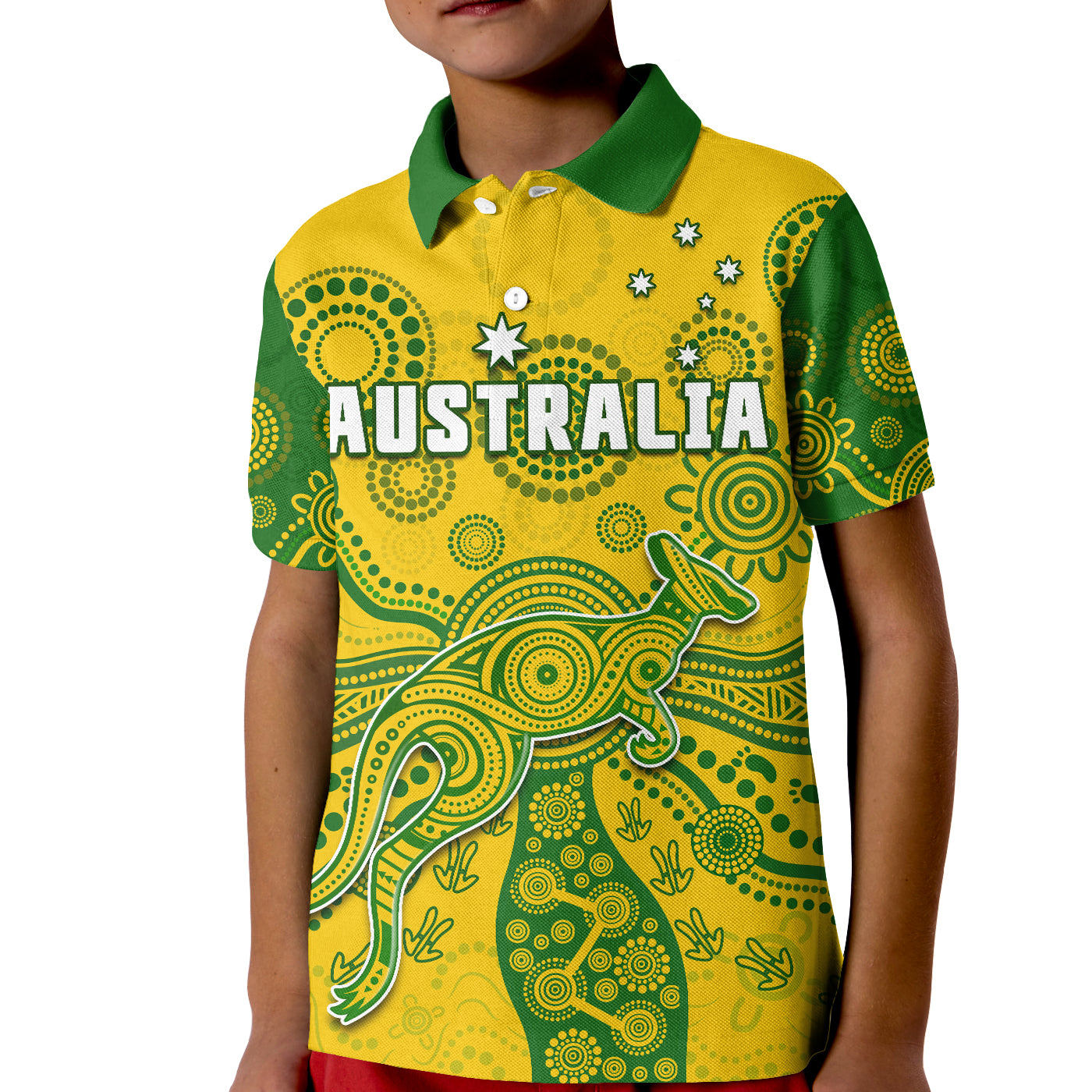 (Custom Text And Number) Australia Polo Shirt KID National Colours Proud Aussie Special Indigenous - Vibe Hoodie Shop