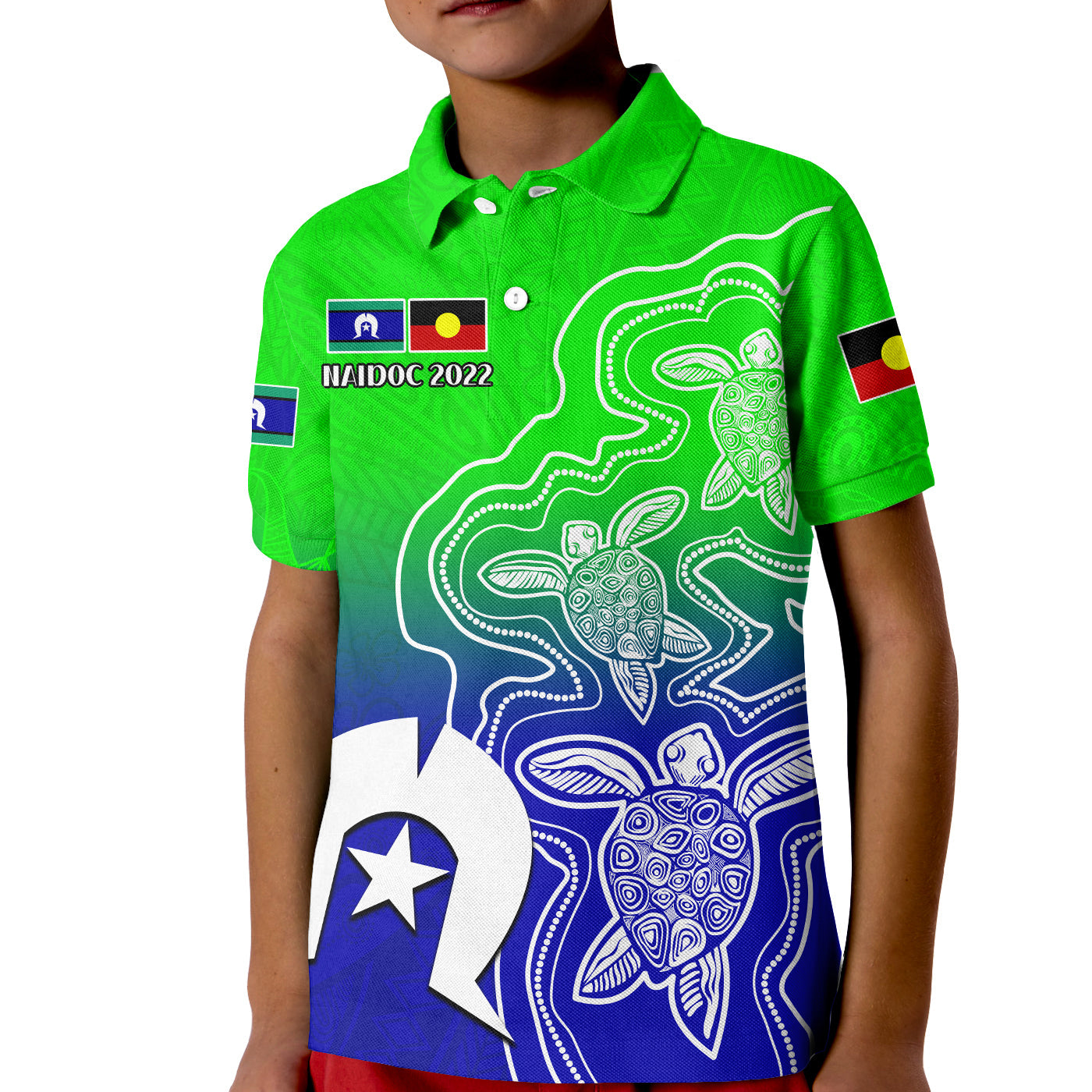 NAIDOC Week 2022 Polo Shirt Torres Strait Islanders with Aboriginal Turtles - Vibe Hoodie Shop