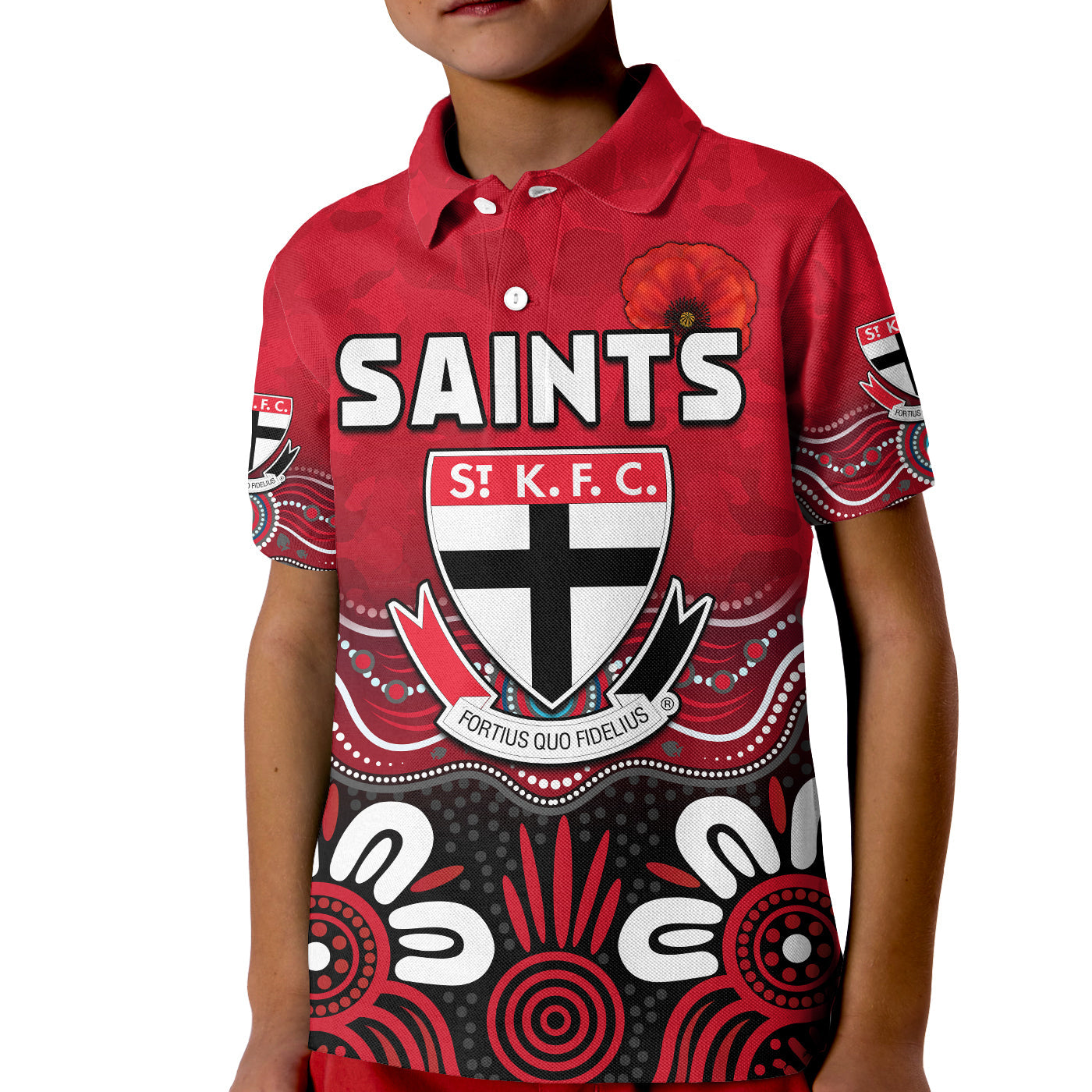 (Custom Text and Number) Saints ANZAC 2022 Polo Shirt St Kilda Aboriginal Remember Them - Vibe Hoodie Shop