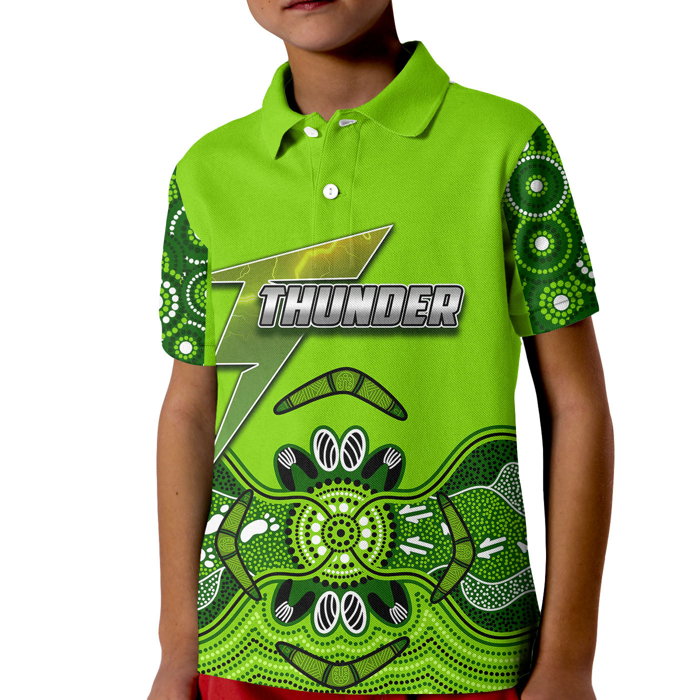 (Custom Personalised And Number) Sydney Thunder Cricket Aboriginal Vibe Polo Shirt KID - Vibe Hoodie Shop