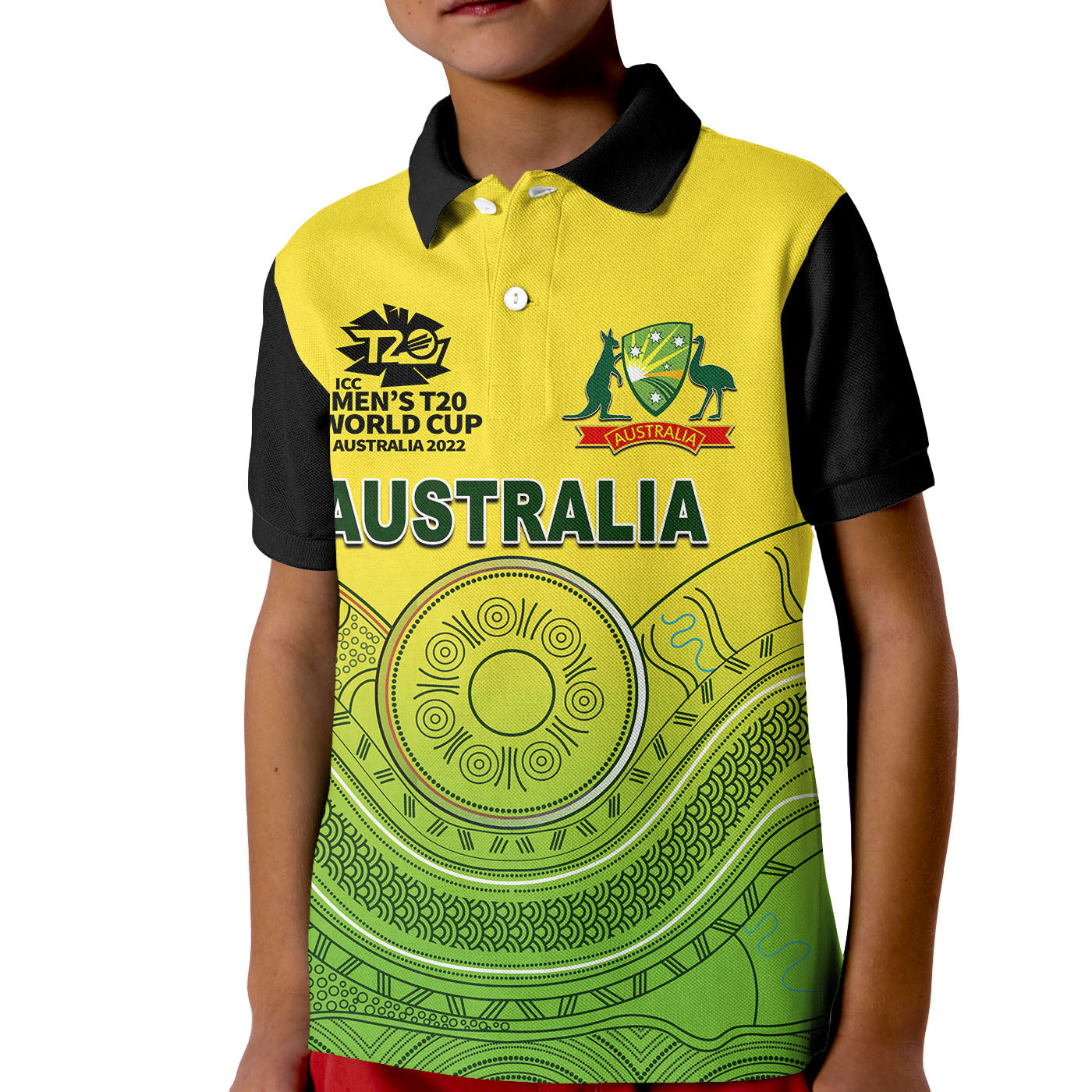 (Custom Personalised And Number) Australia Cricket Men's T20 World Cup Polo Shirt KID - Vibe Hoodie Shop