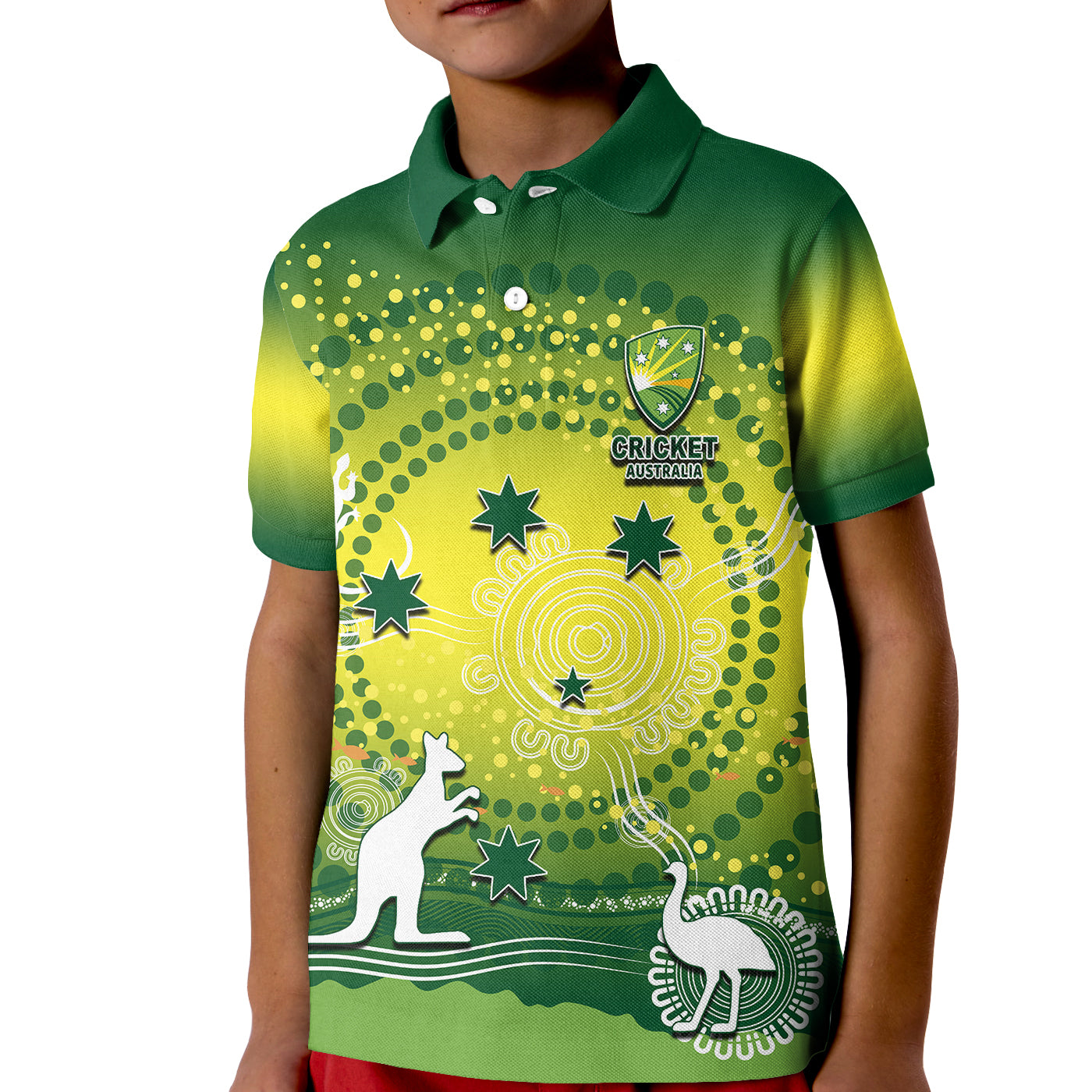 (Custom Personalised And Number) Cricket Australia Polo shirt KID Cricket Aboriginal Vibe - Vibe Hoodie Shop