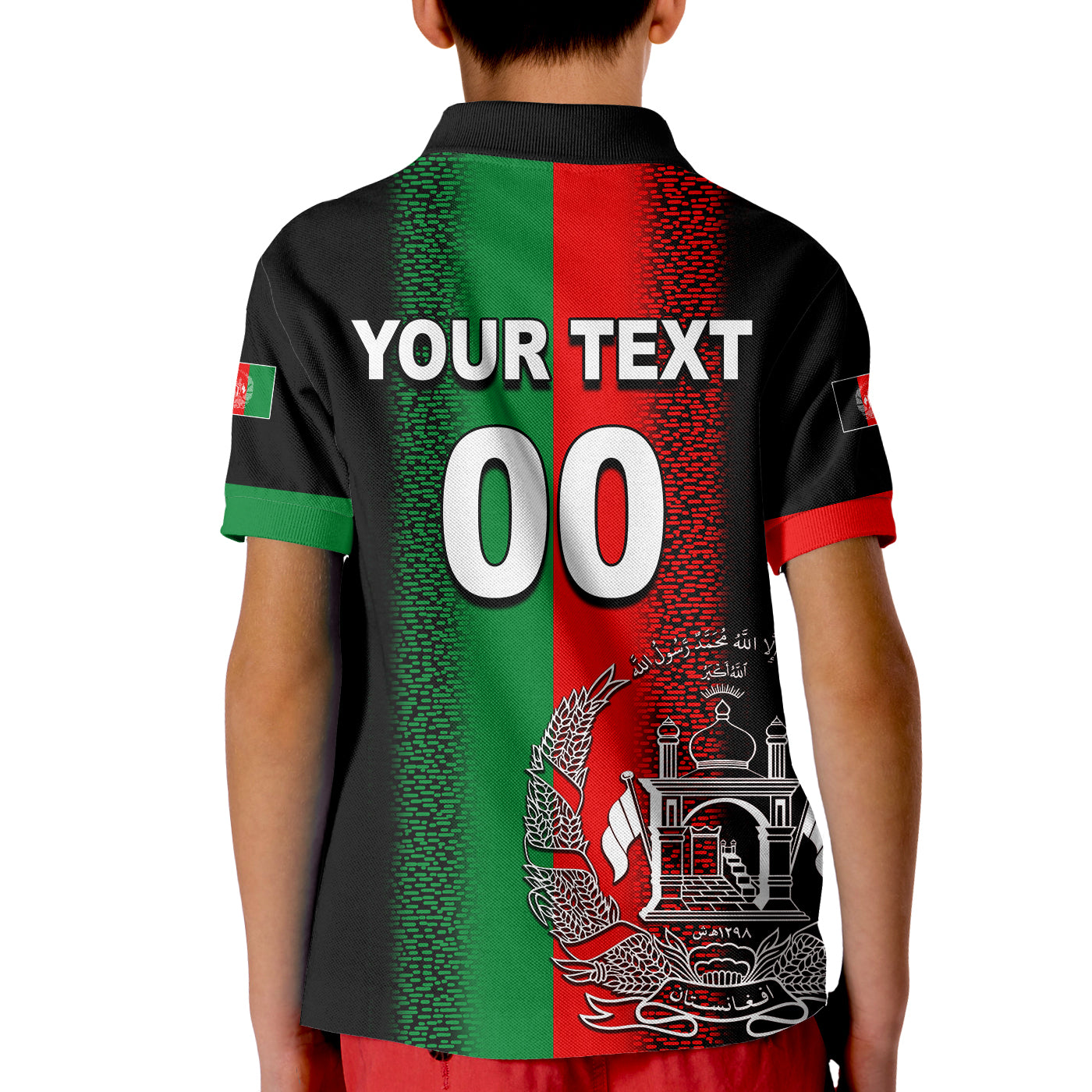 (Custom Personalised And Number) Afghanistan Cricket Jersey Polo Shirt KID - Vibe Hoodie Shop