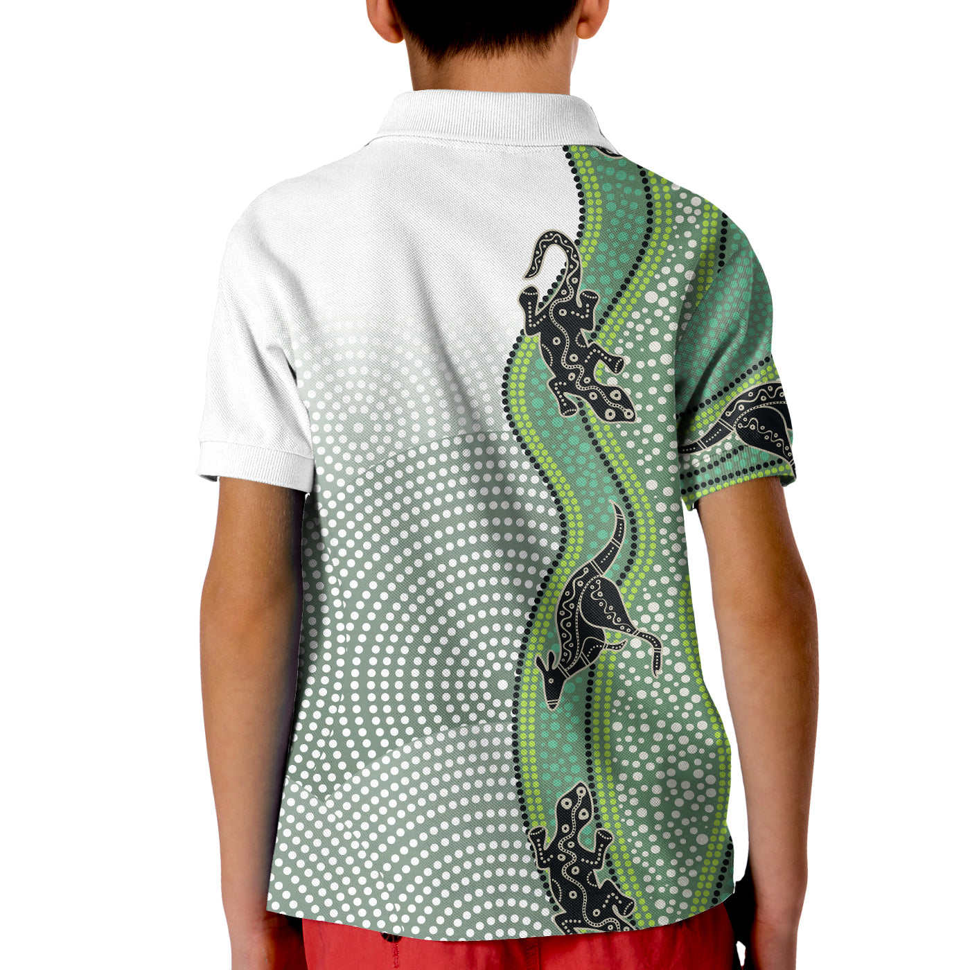 (Family Support Resources) Aboriginal with Kangaroo Lizard Turtle and Dotted Crooked Stripes Pattern Polo Shirt Ver.02 - Vibe Hoodie Shop