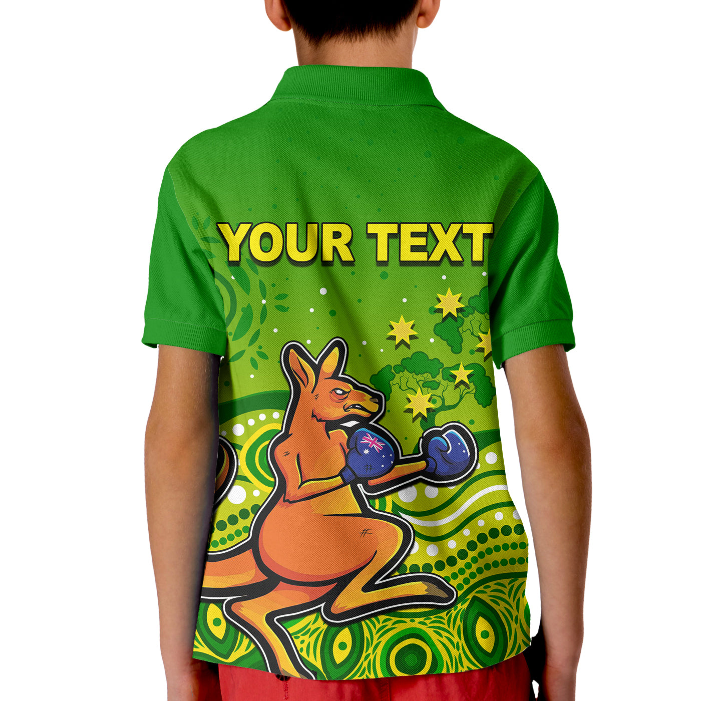 (Custom Personalised) Kangaroo Boxing Polo Shirt KID Aboriginal - Vibe Hoodie Shop