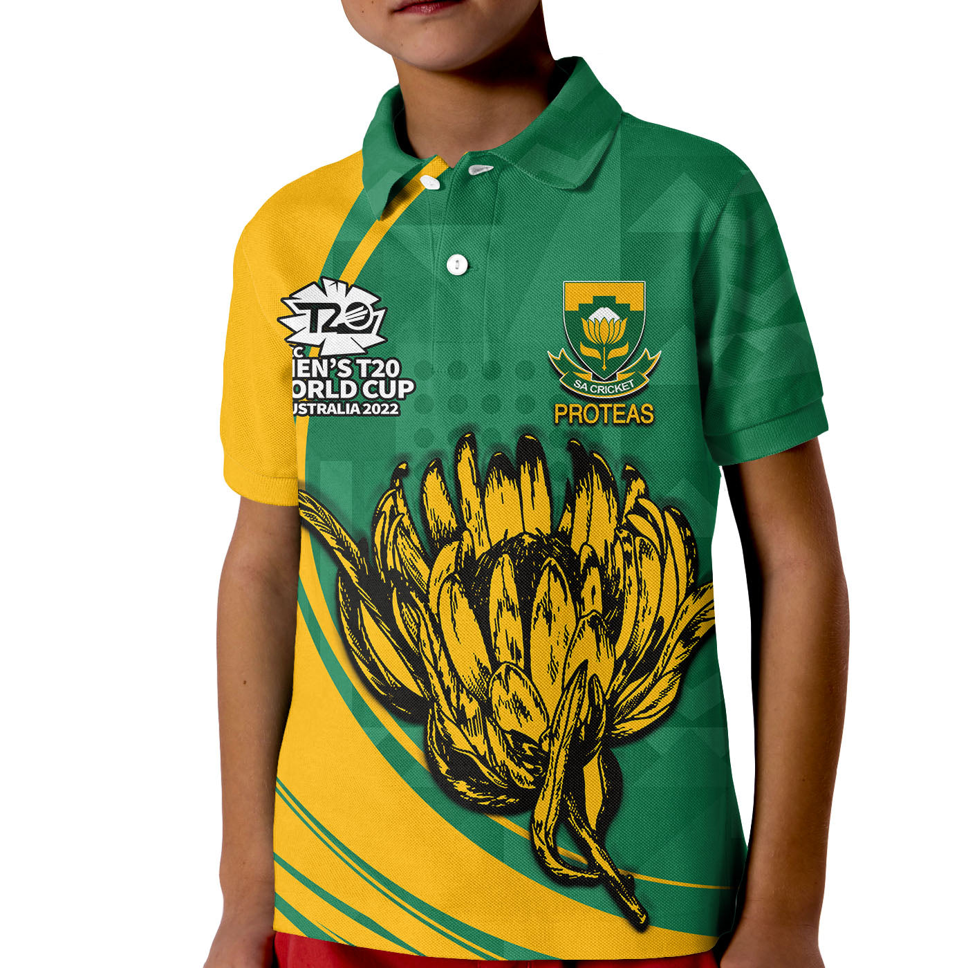 (Custom Personalised And Number) South Africa Cricket Men's T20 World Cup Polo Shirt KID - Vibe Hoodie Shop