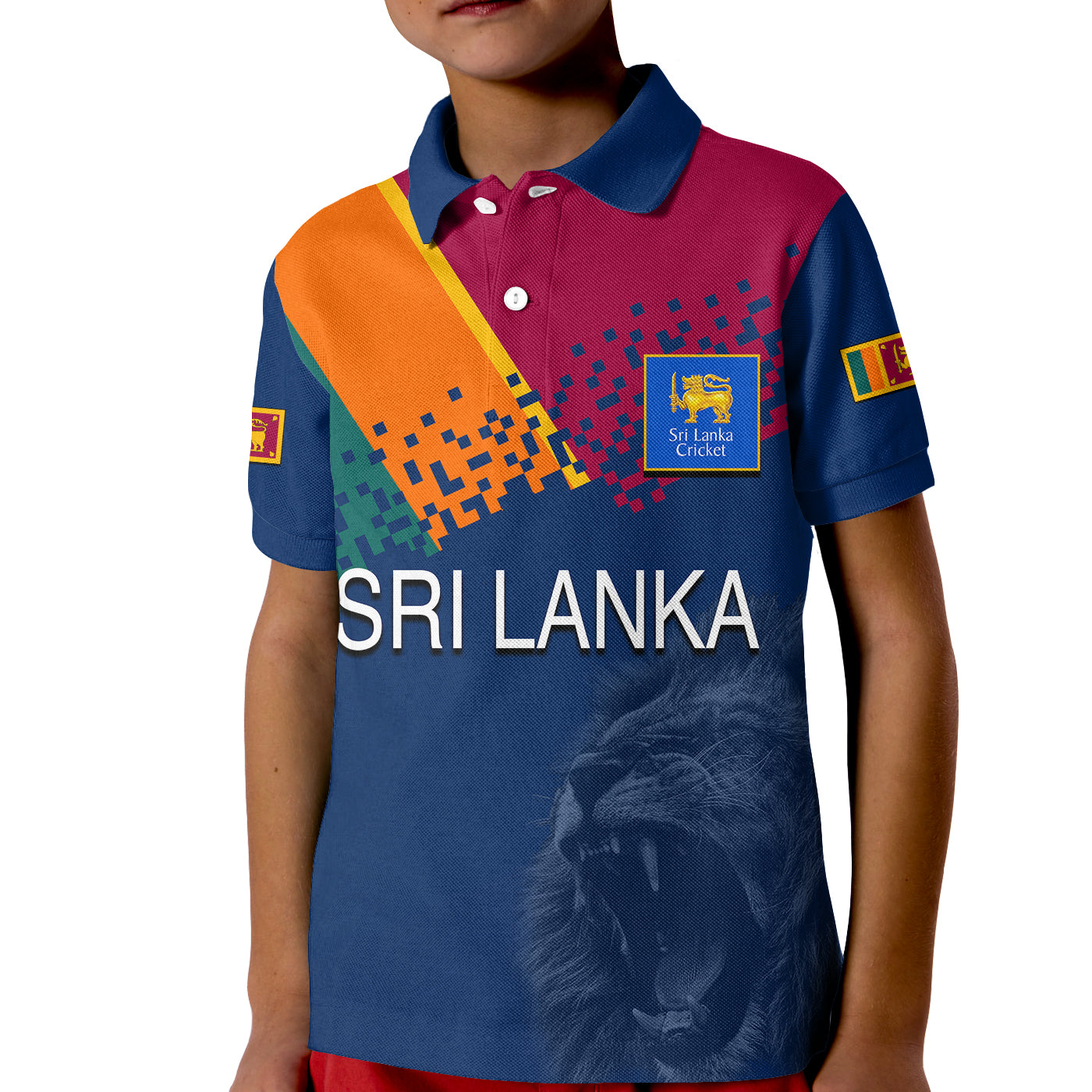 (Custom Personalised And Number) Sri Lanka Cricket Jersey Polo Shirt KID - Vibe Hoodie Shop