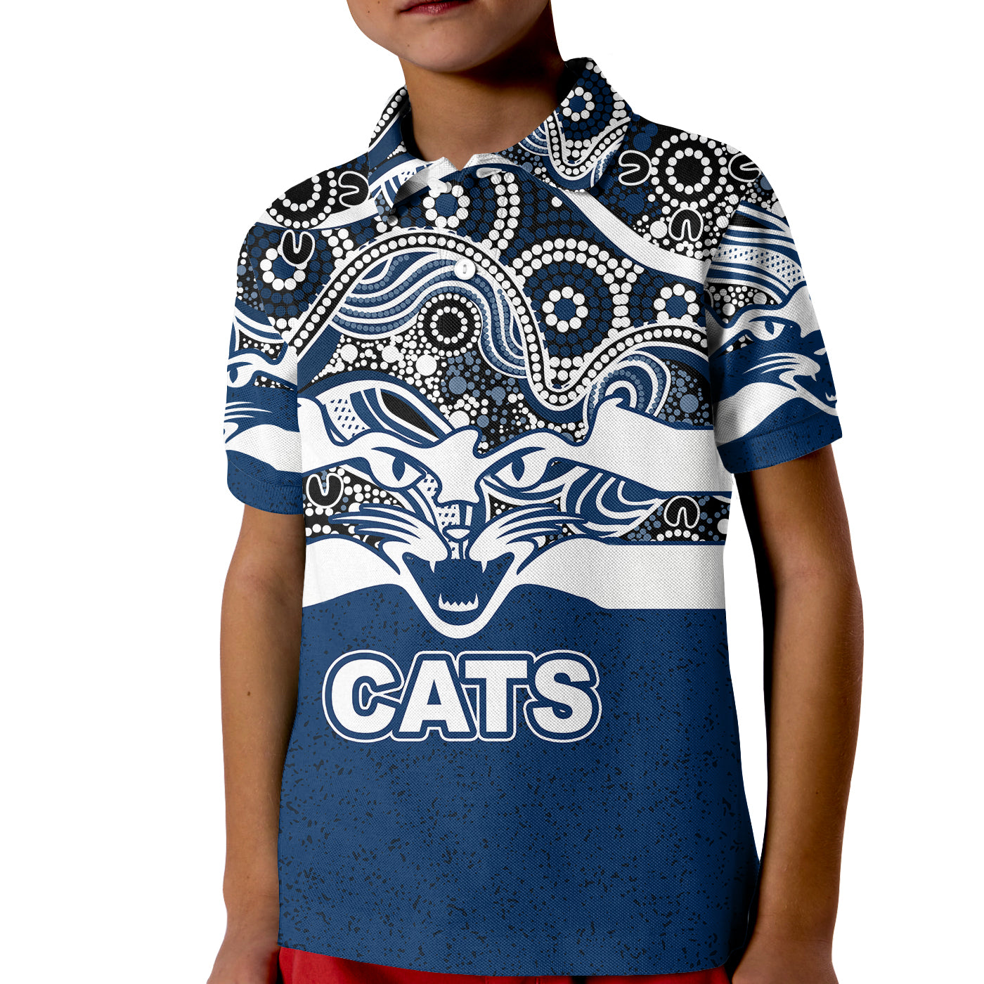 (Custom Personalised) Geelong Cats Indigenous Basic Style Polo Shirt KID - Vibe Hoodie Shop