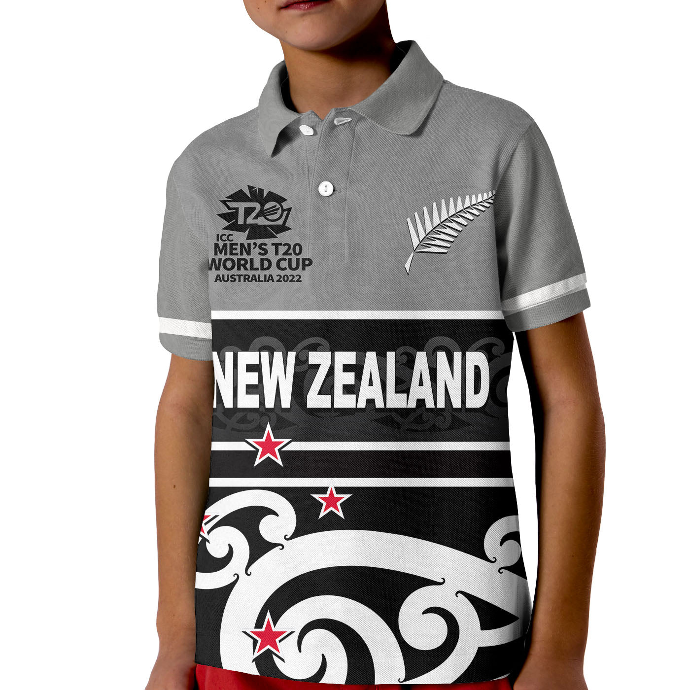 (Custom Personalised And Number) New Zealand Cricket Men's T20 World Cup Polo Shirt KID - Vibe Hoodie Shop