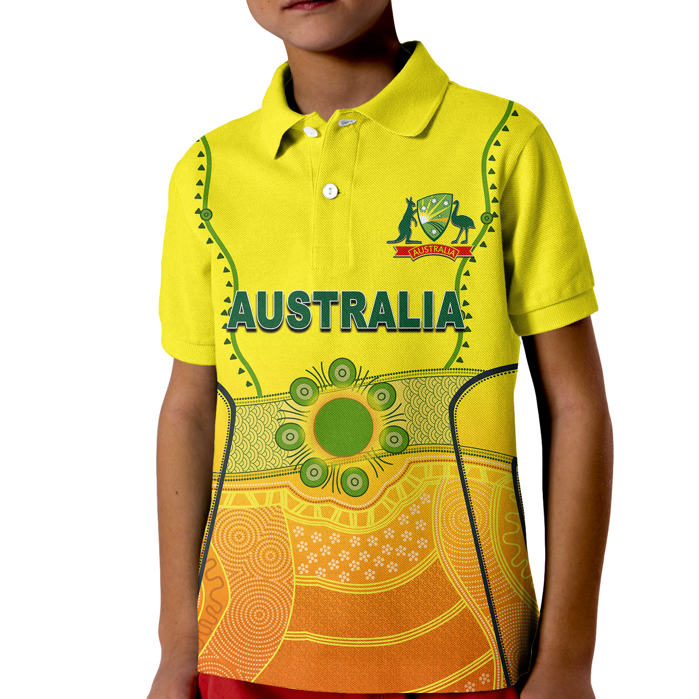 (Custom Personalised And Number) Australia Cricket Jersey 2022 Polo Shirt KID - Vibe Hoodie Shop