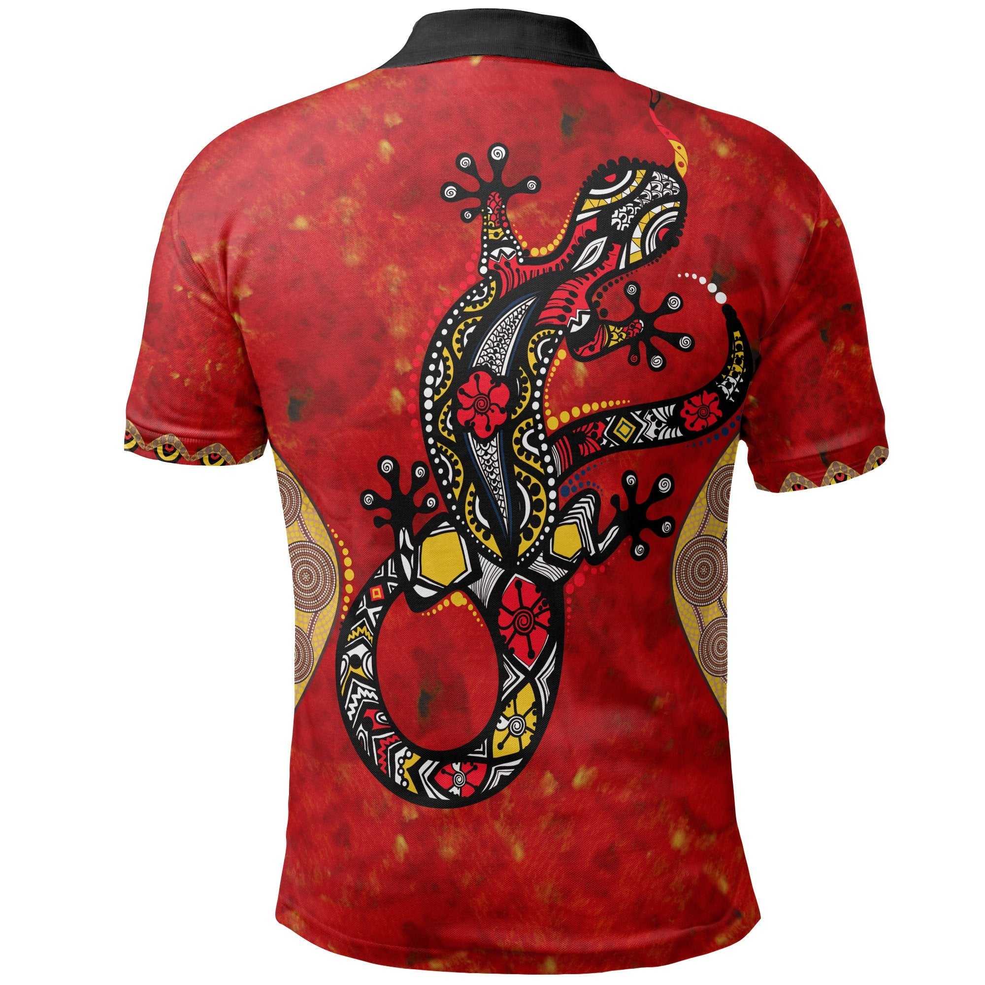 Aboriginal Polo Shirt, Lizard And Boomerang Patterns - Vibe Hoodie Shop